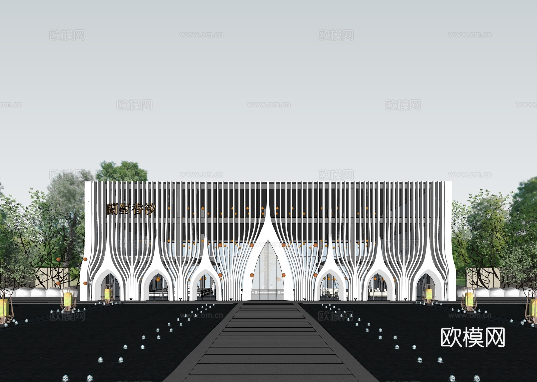 现代售楼处建筑 售楼部建筑su模型