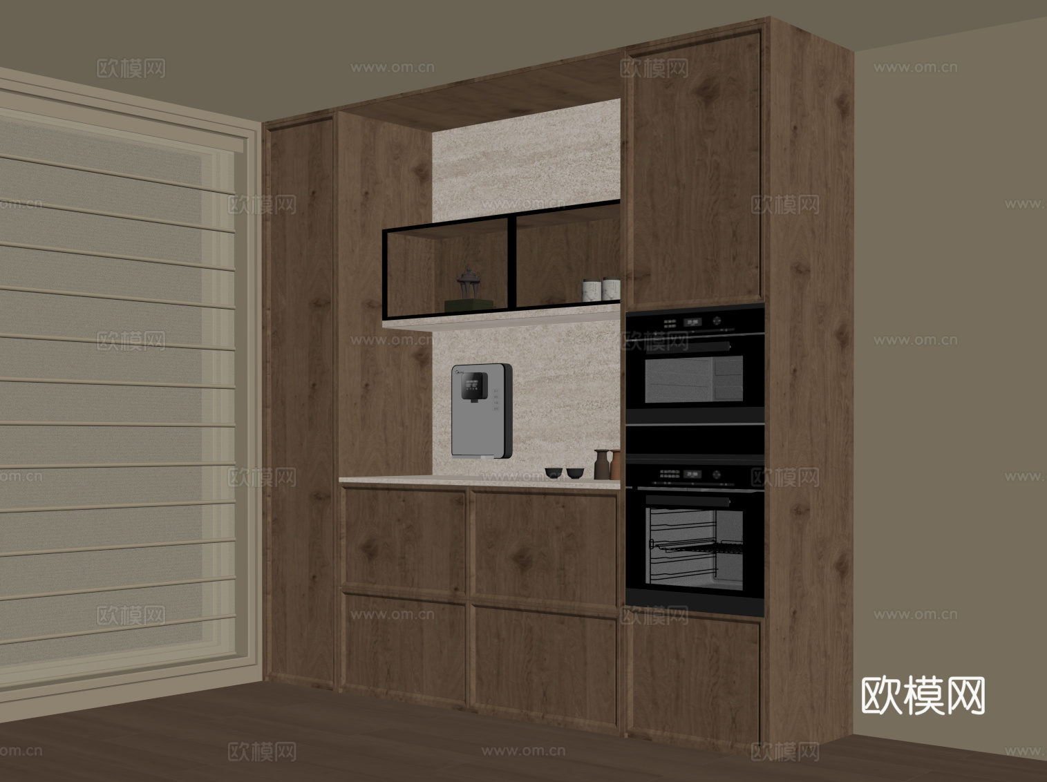 中古风餐边柜 橱柜su模型