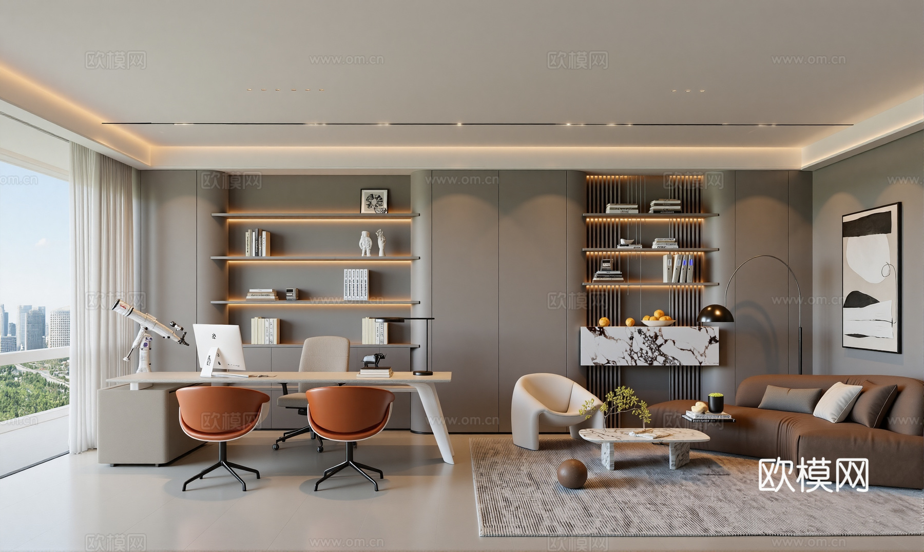 现代经理办公室su模型