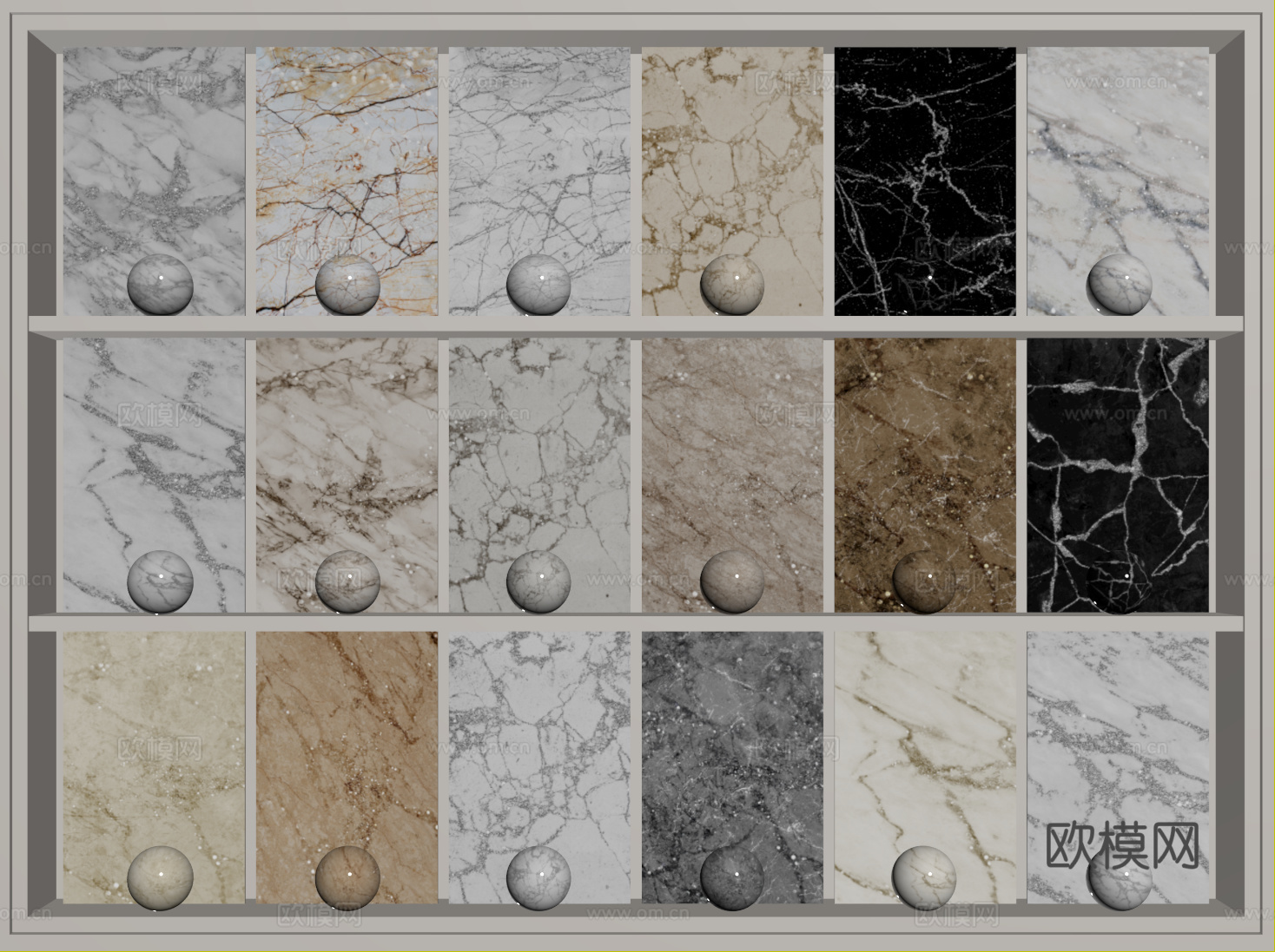 现代轻奢石材 烫银大理石 岩石 奢石 黑白纹路石材su模型