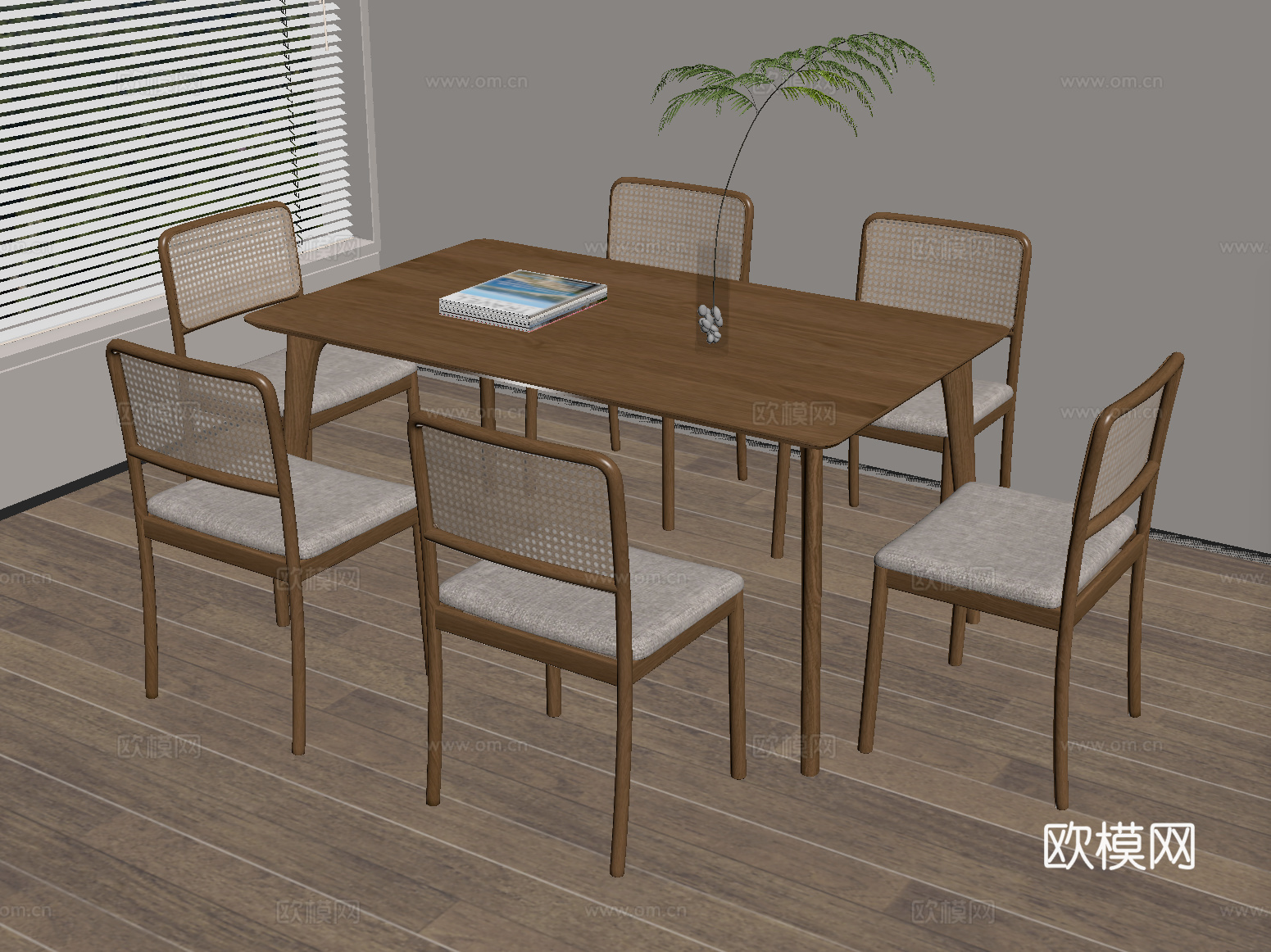 餐桌椅 现代侘寂风餐桌 餐椅su模型