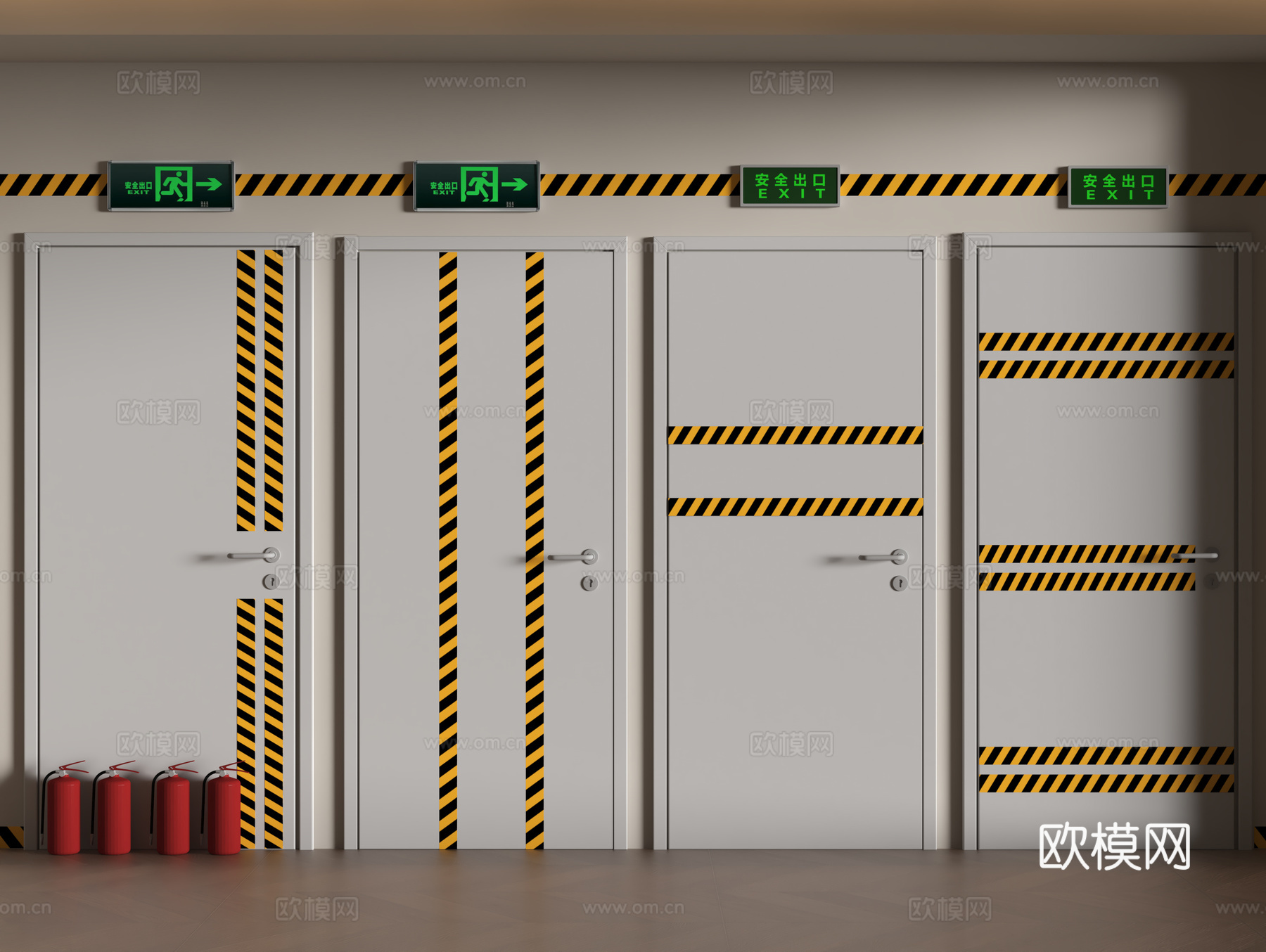 现代消防门3d模型