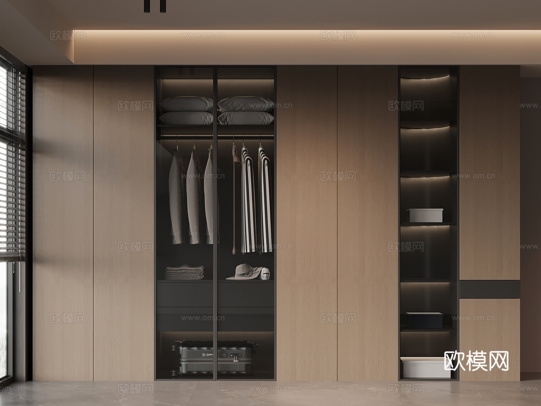现代意式衣柜su模型