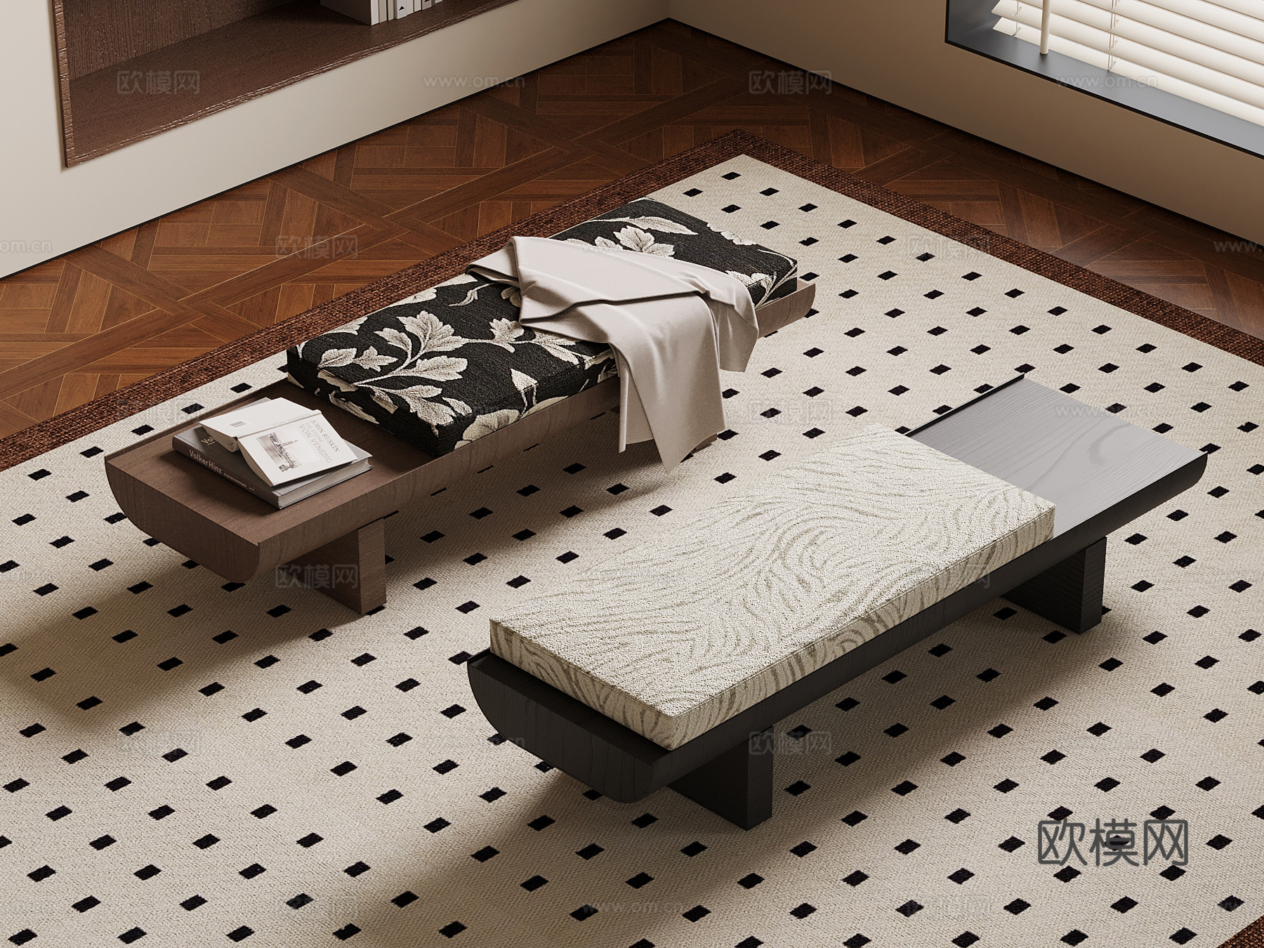 法式中古风换鞋凳3d模型下载