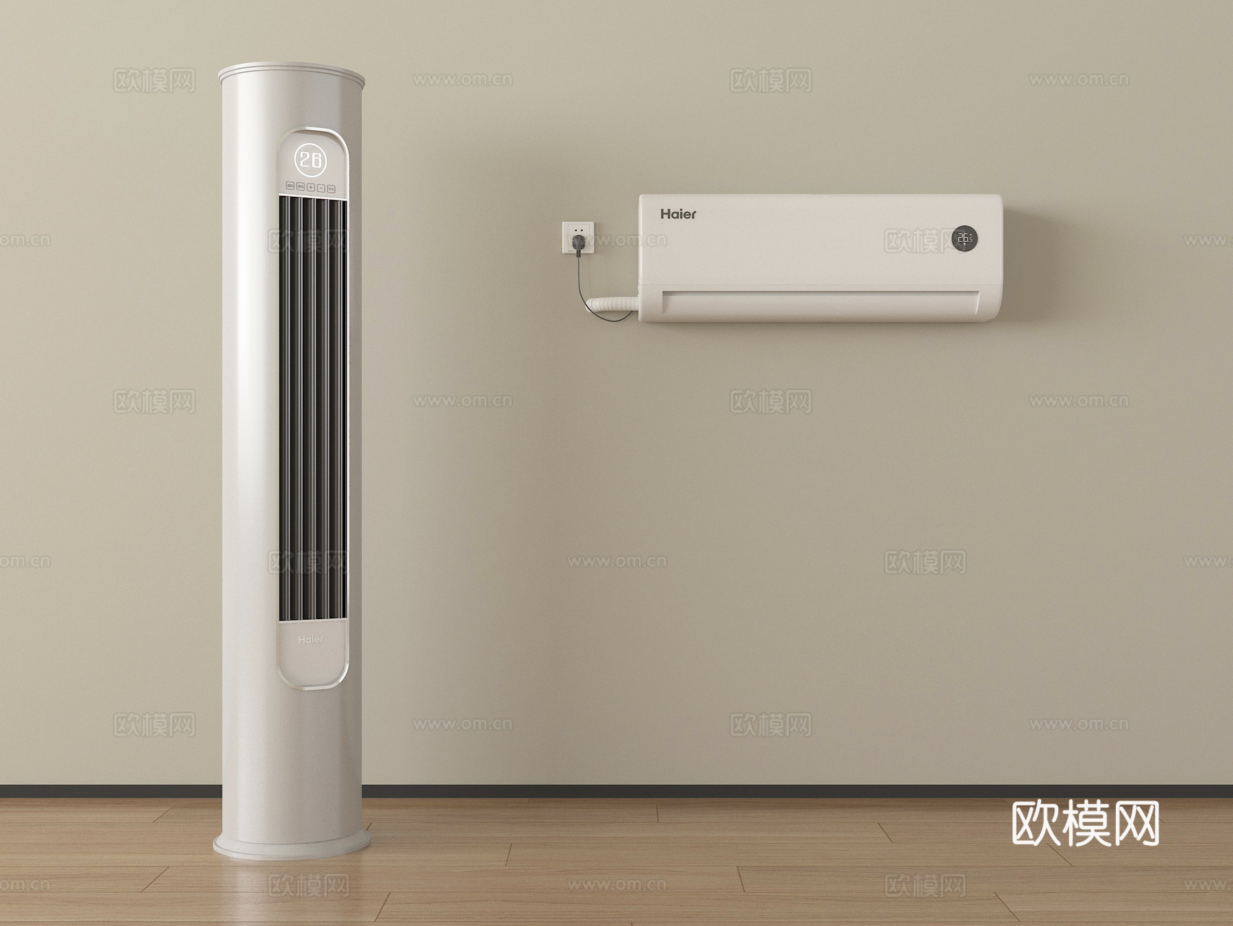现代空调 立式空调 壁挂式空调su模型