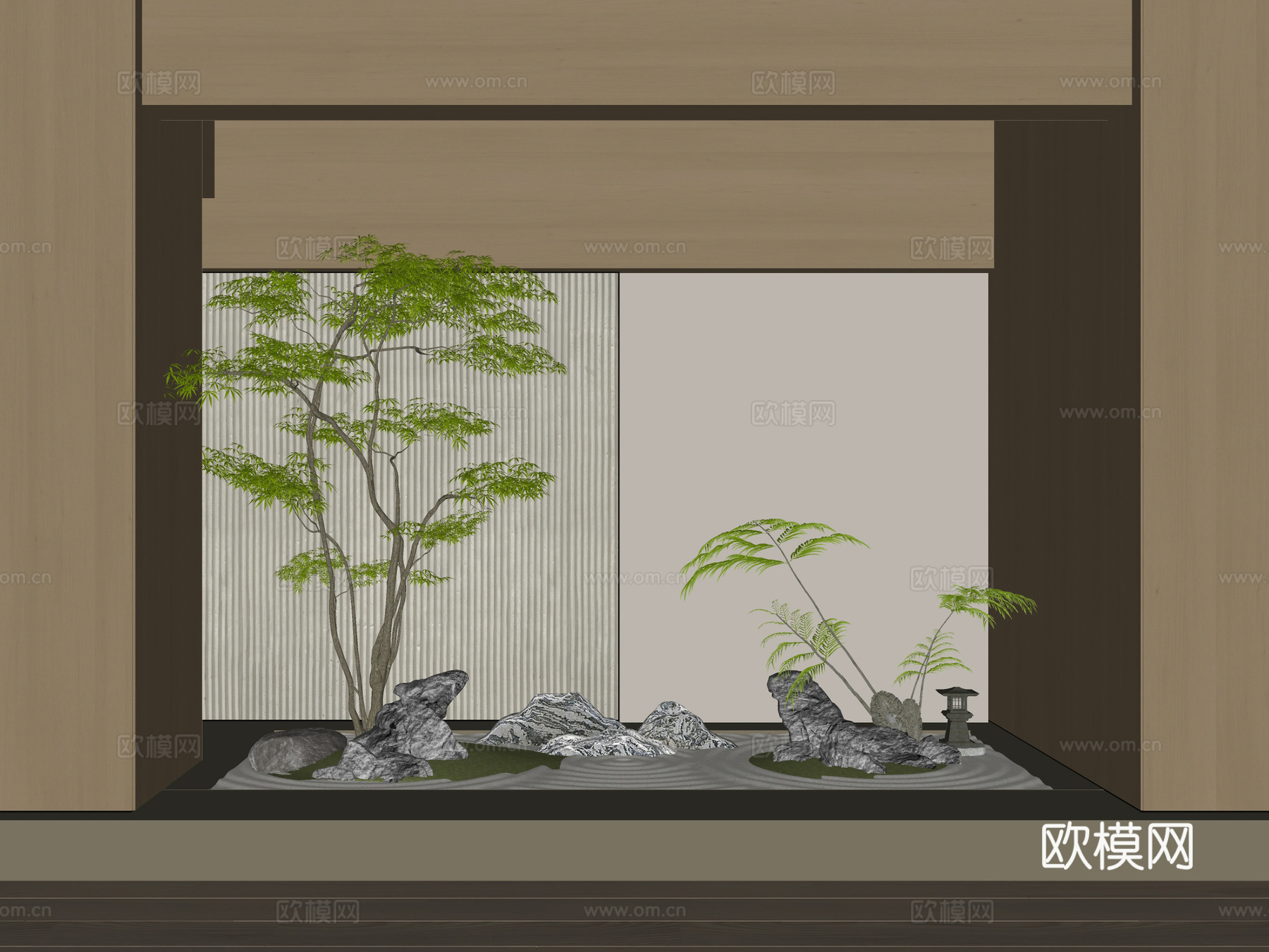 现代室内景观 植物景观 绿植景观 景观造景 天井景观 楼梯景su模型