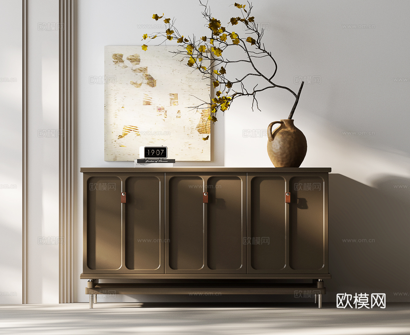 现代中古玄关柜 现代中古边柜 现代复古斗柜 装饰柜3d模型下载