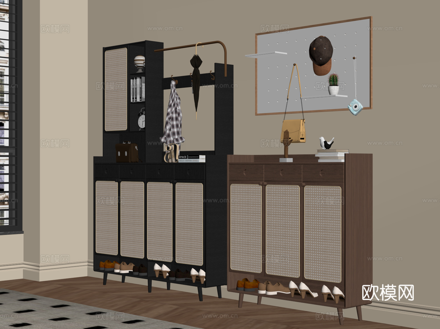 中古风鞋柜su模型
