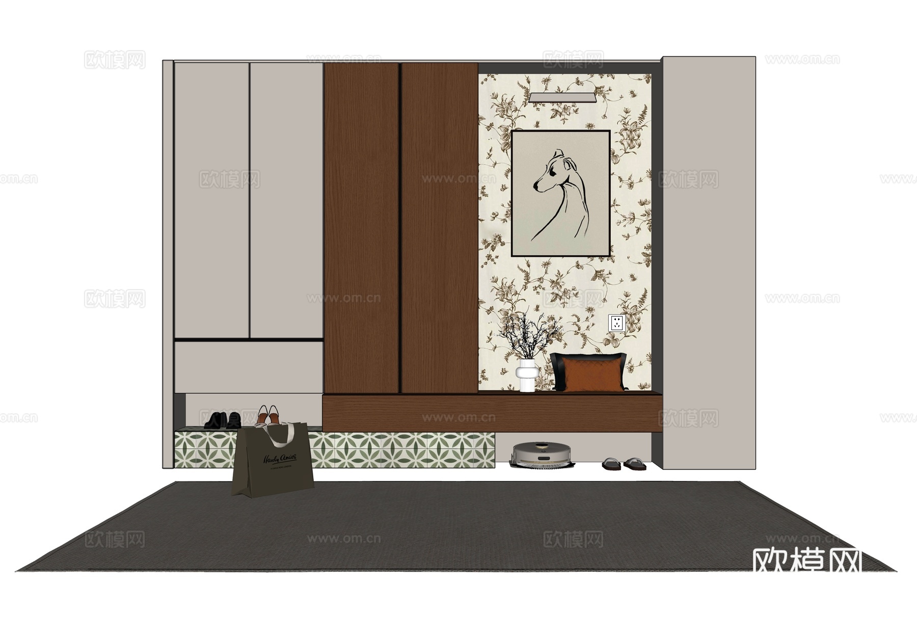 现代鞋柜su模型