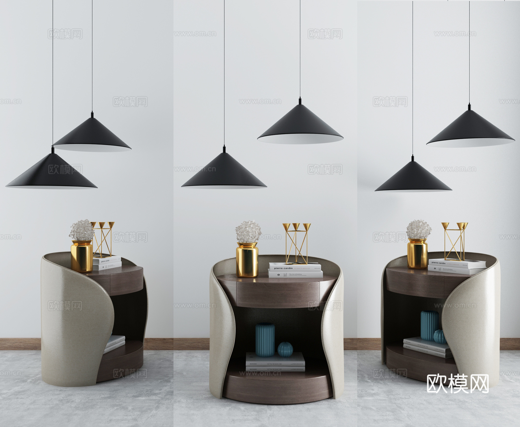 新中式床头柜3d模型下载（渲染图1）