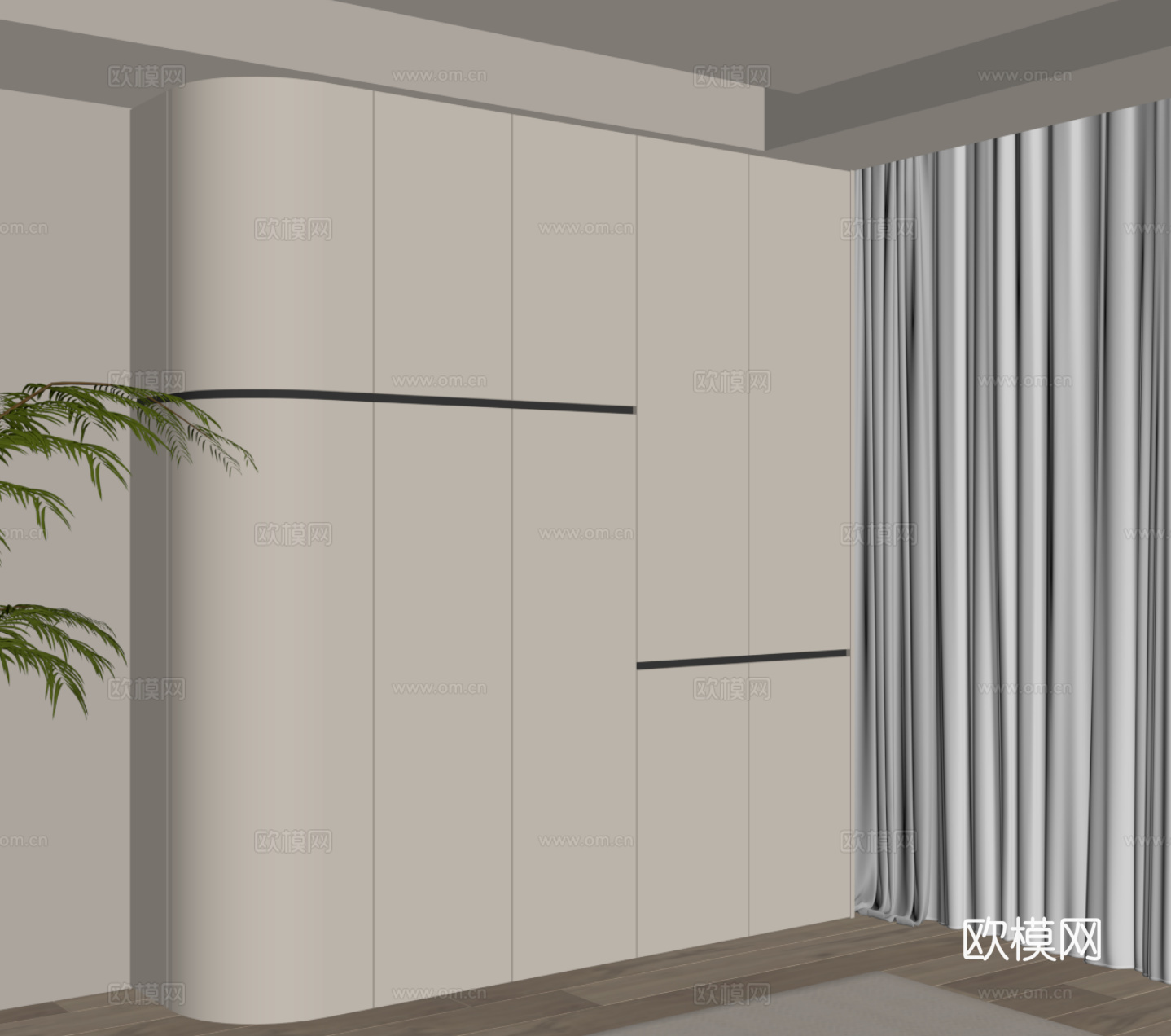 现代简约衣柜su模型