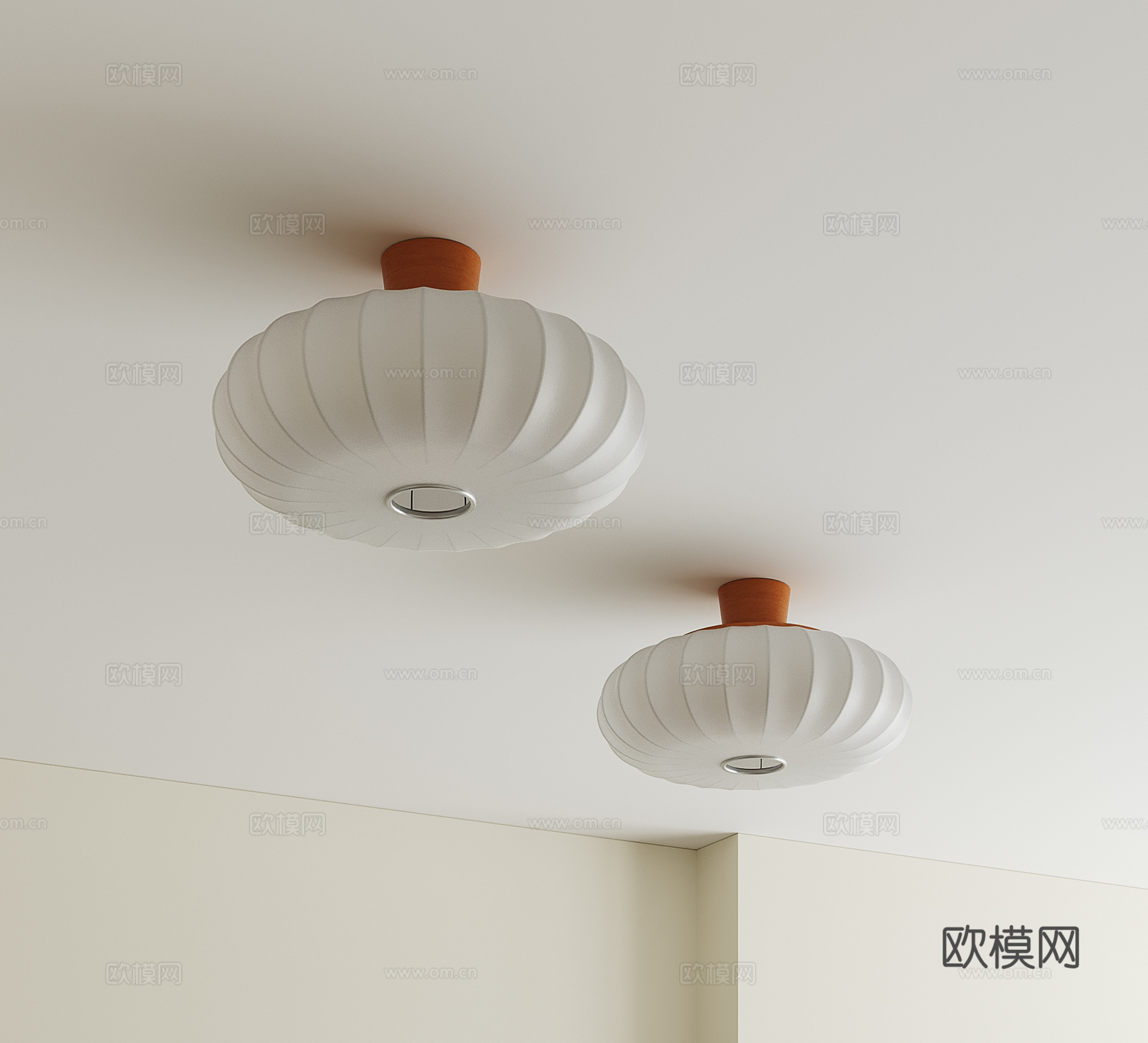 新中式灯笼吸顶灯su模型