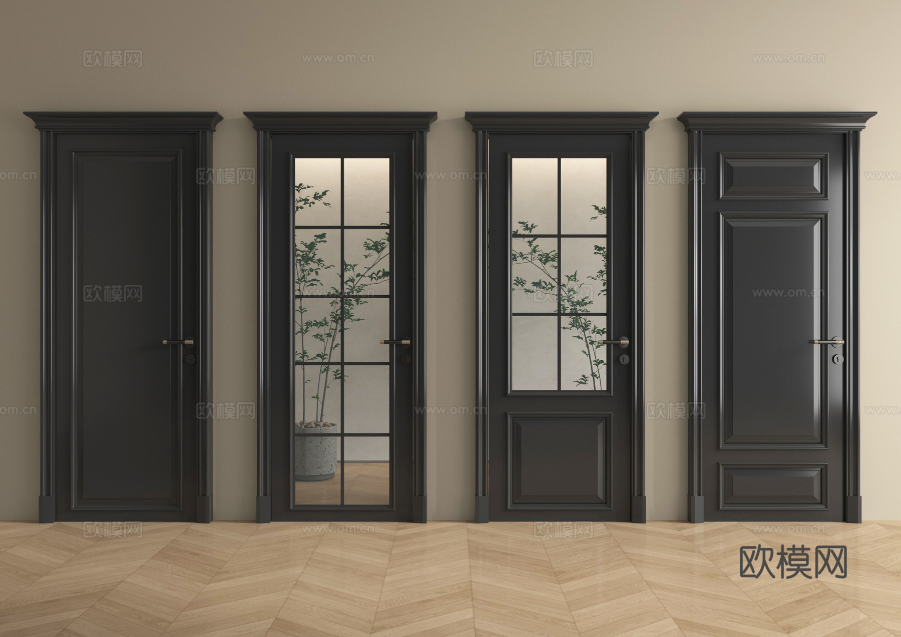 法式单开门 平开门 卧室门 玻璃门 厨卫门su模型