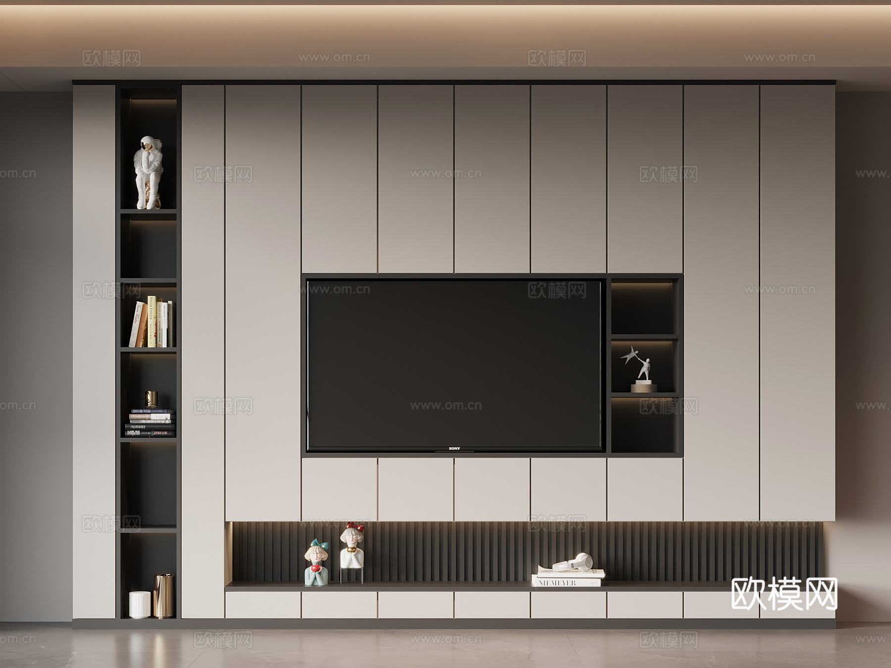 现代意式电视柜su模型