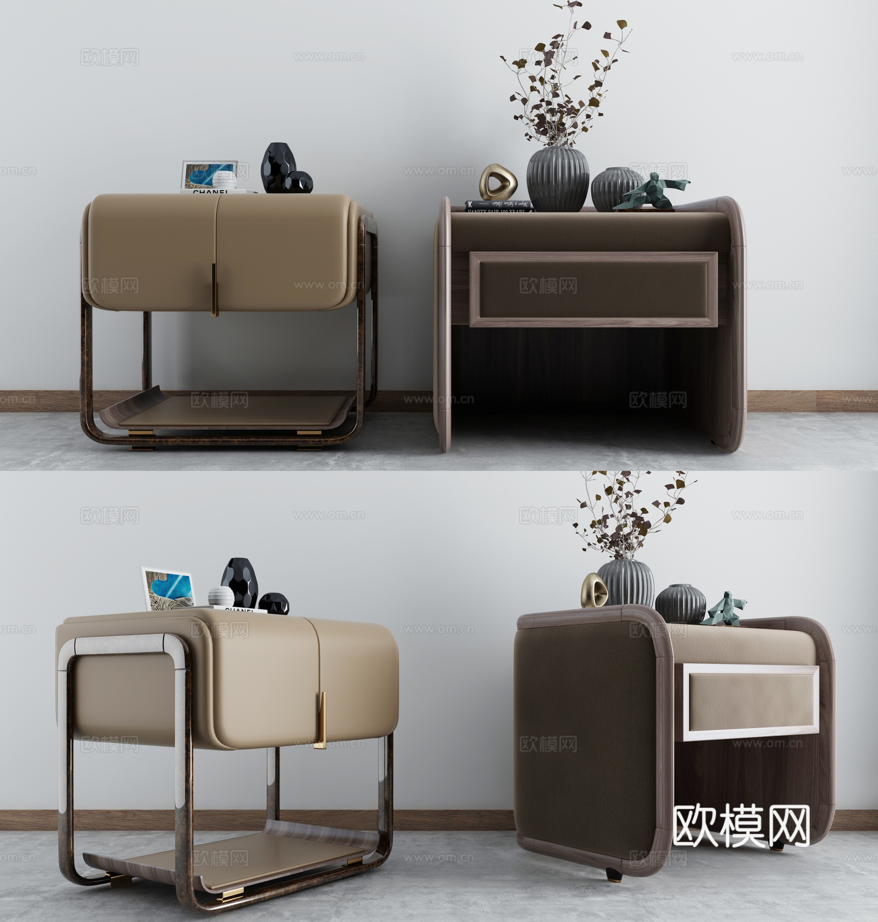 北欧现代个性化床头柜组合3d模型下载（渲染图2）