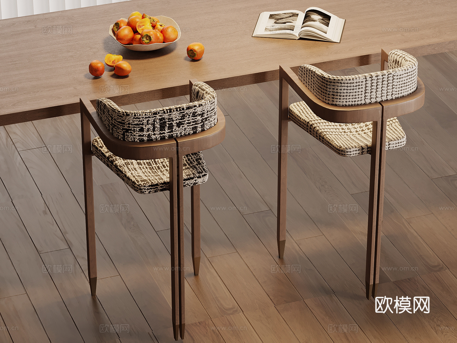 现代中古风吧凳 吧椅su模型