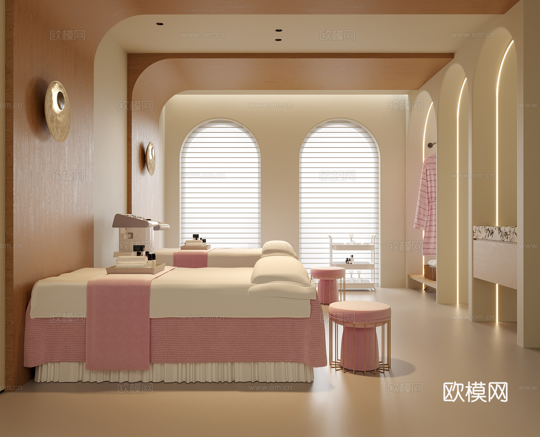 现代spa包房su模型