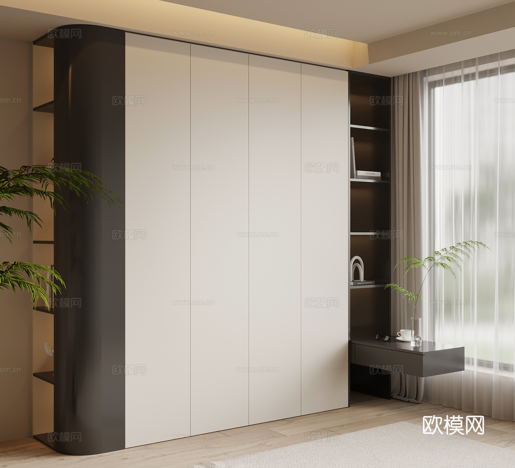 现代简约衣柜su模型