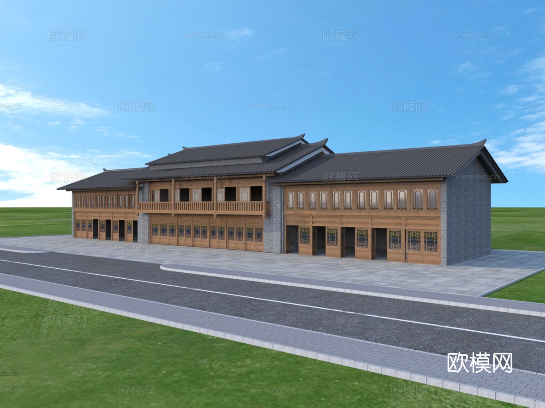 民宿 木屋 建筑 乡村小屋3d模型下载（渲染图1）