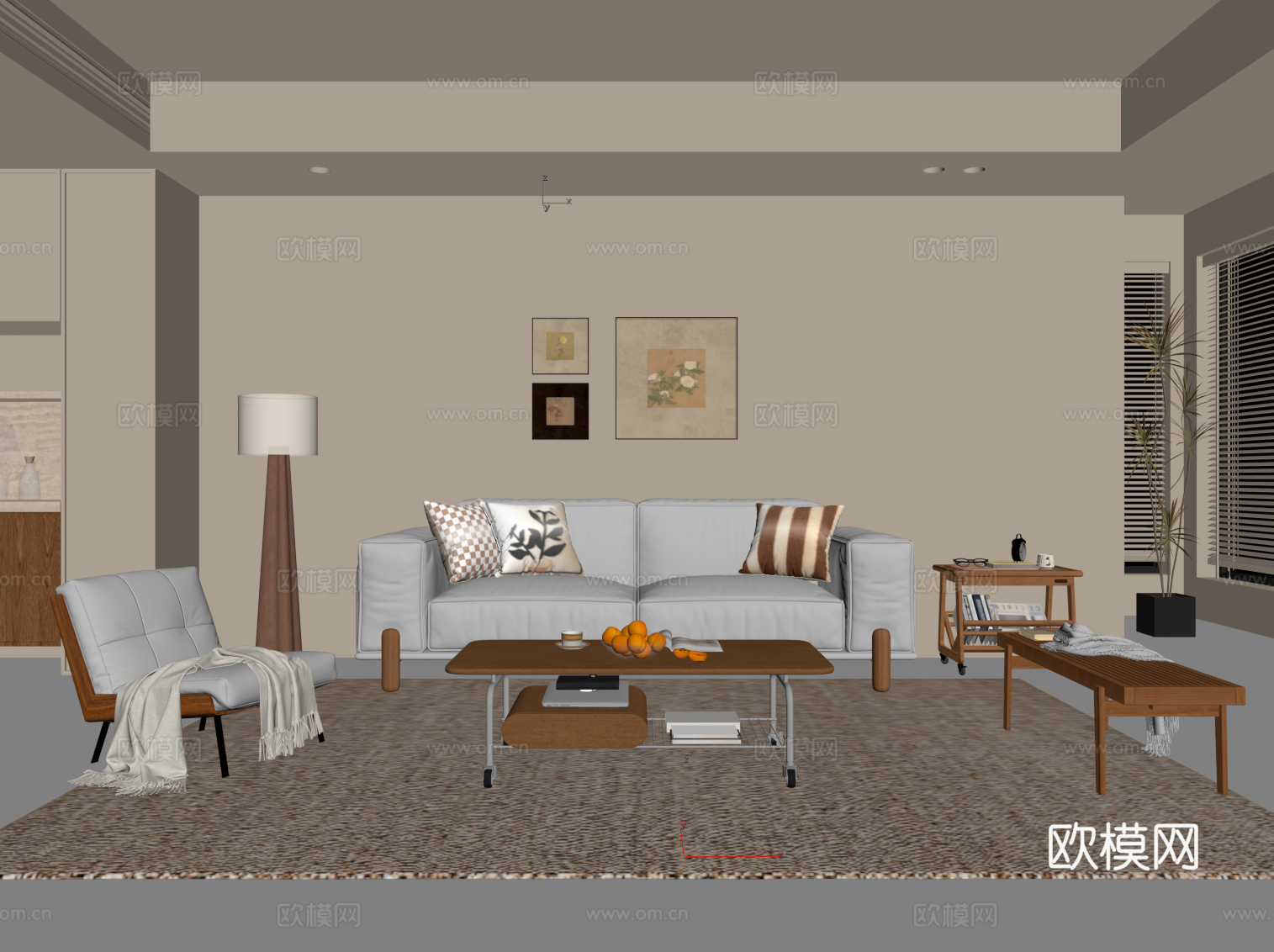 中古风客厅su模型