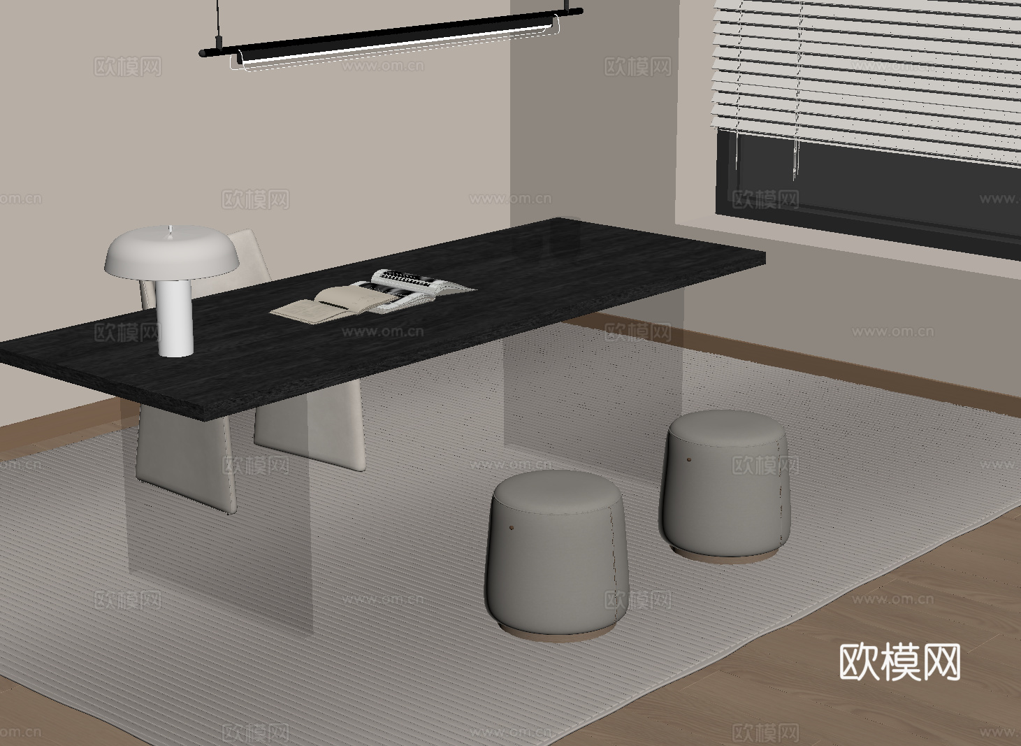 现代简约书桌椅 办公桌椅su模型