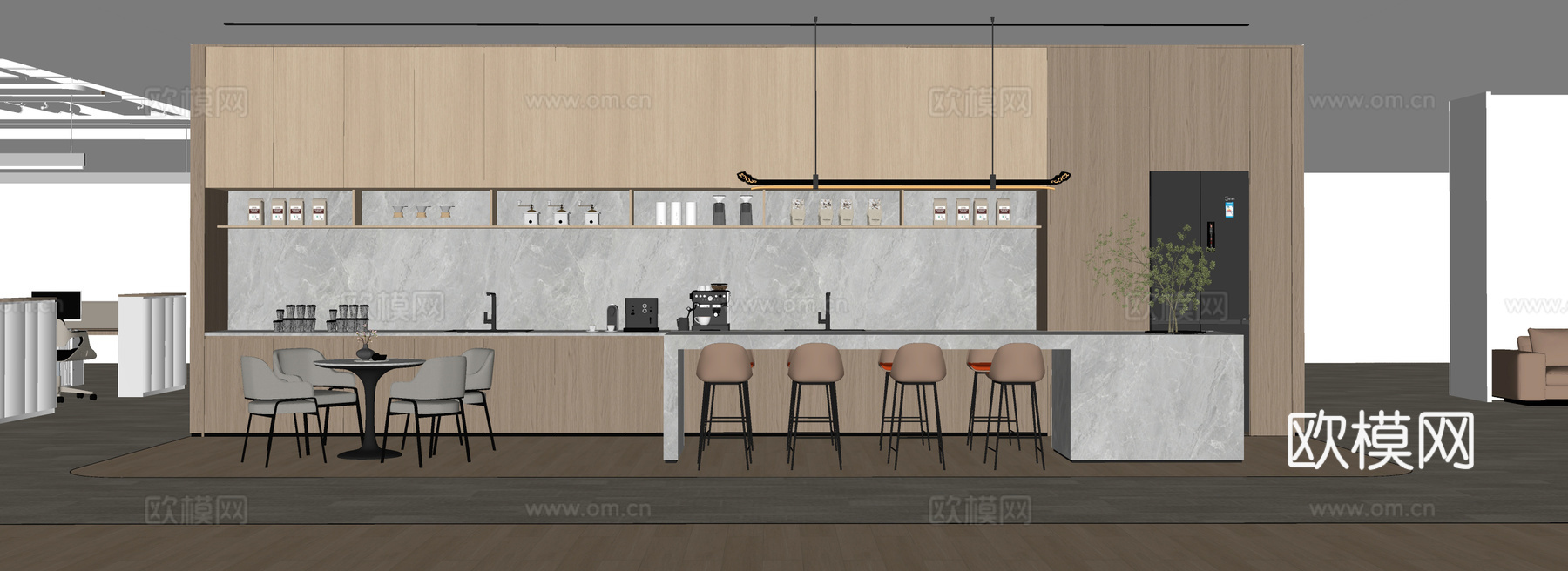 现代办公茶水间su模型