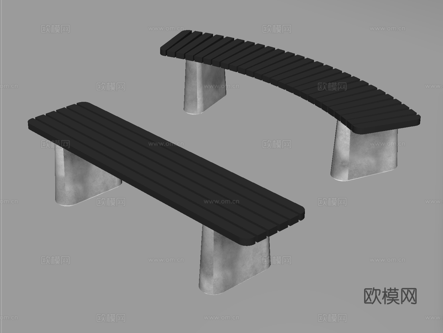 现代长凳 木凳su模型