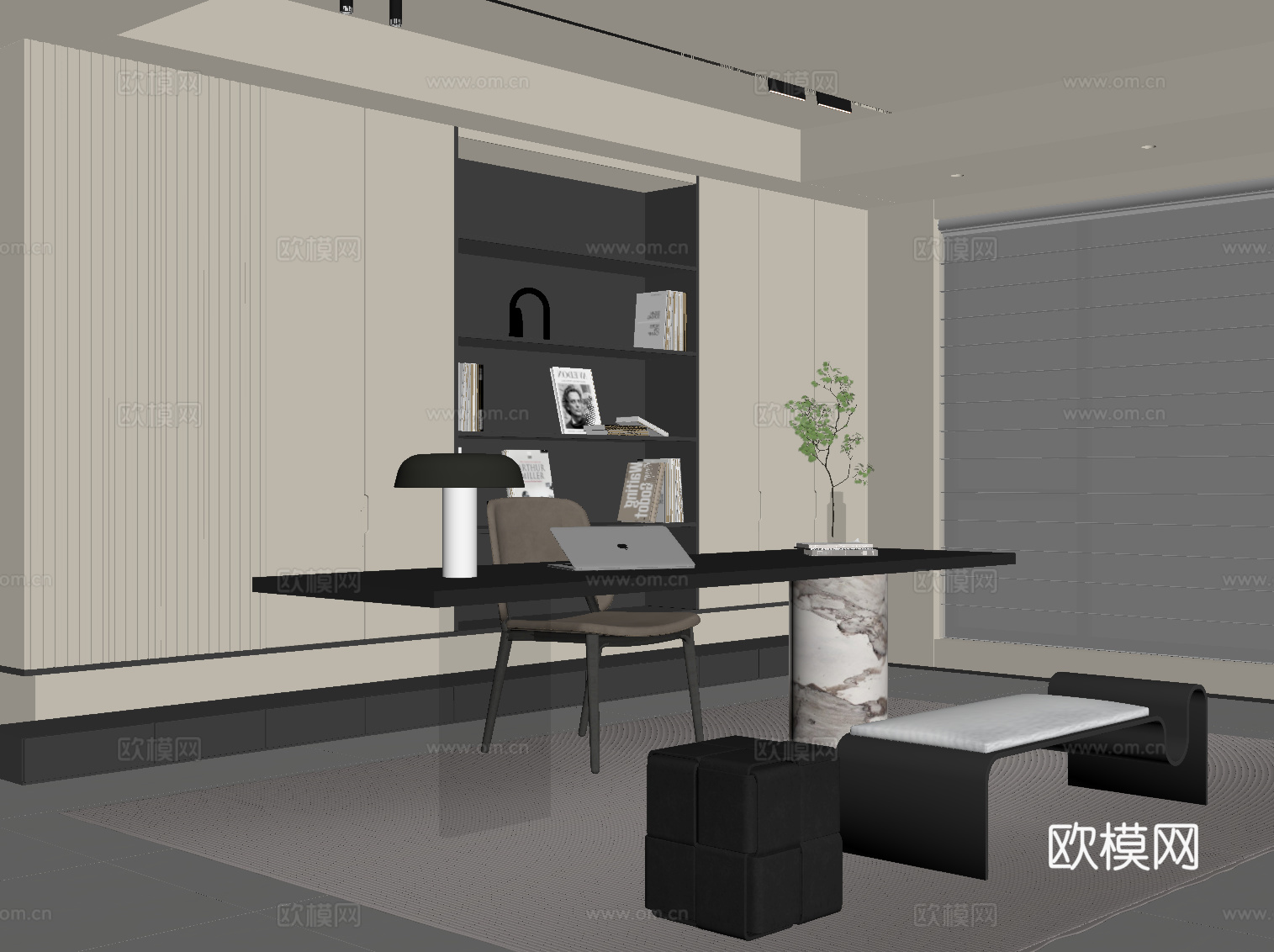 现代书房su模型