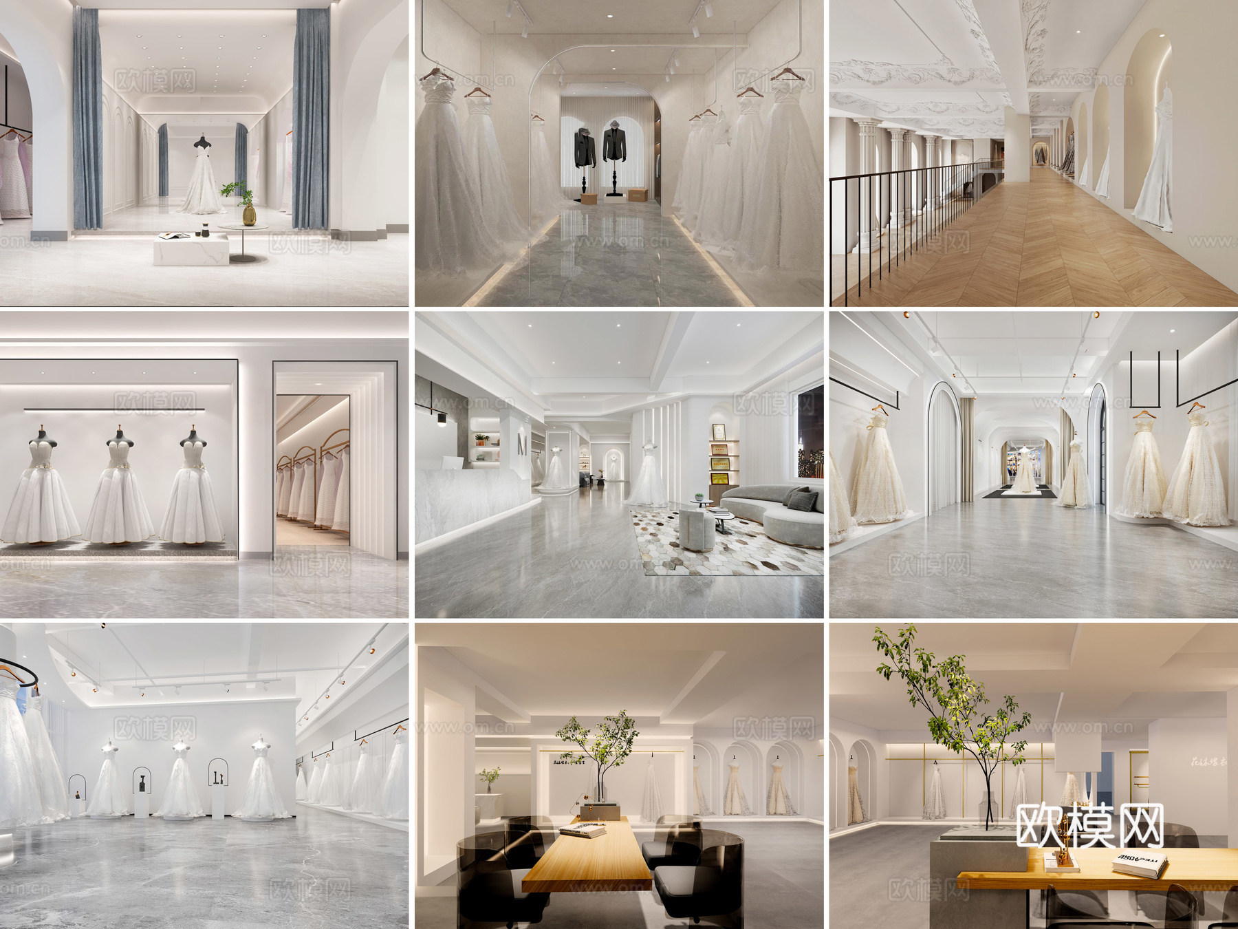 8套婚纱店婚纱馆婚纱摄影礼服店CAD施工图效果图cad施工图