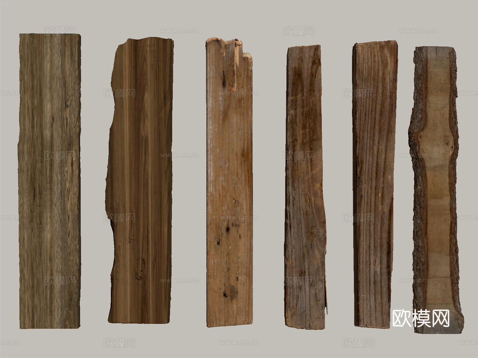 中式木头木板木条 旧木板老木头木块su模型