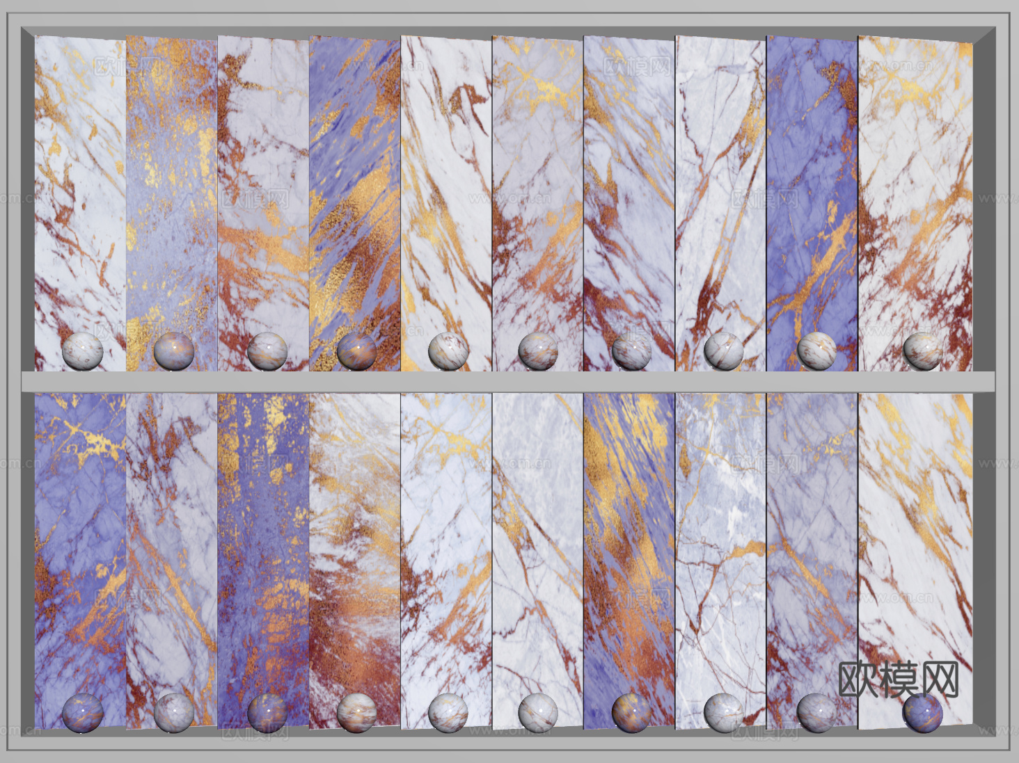 北欧轻奢石材 紫色大理石 岩石 奢石 烫金大理石su模型