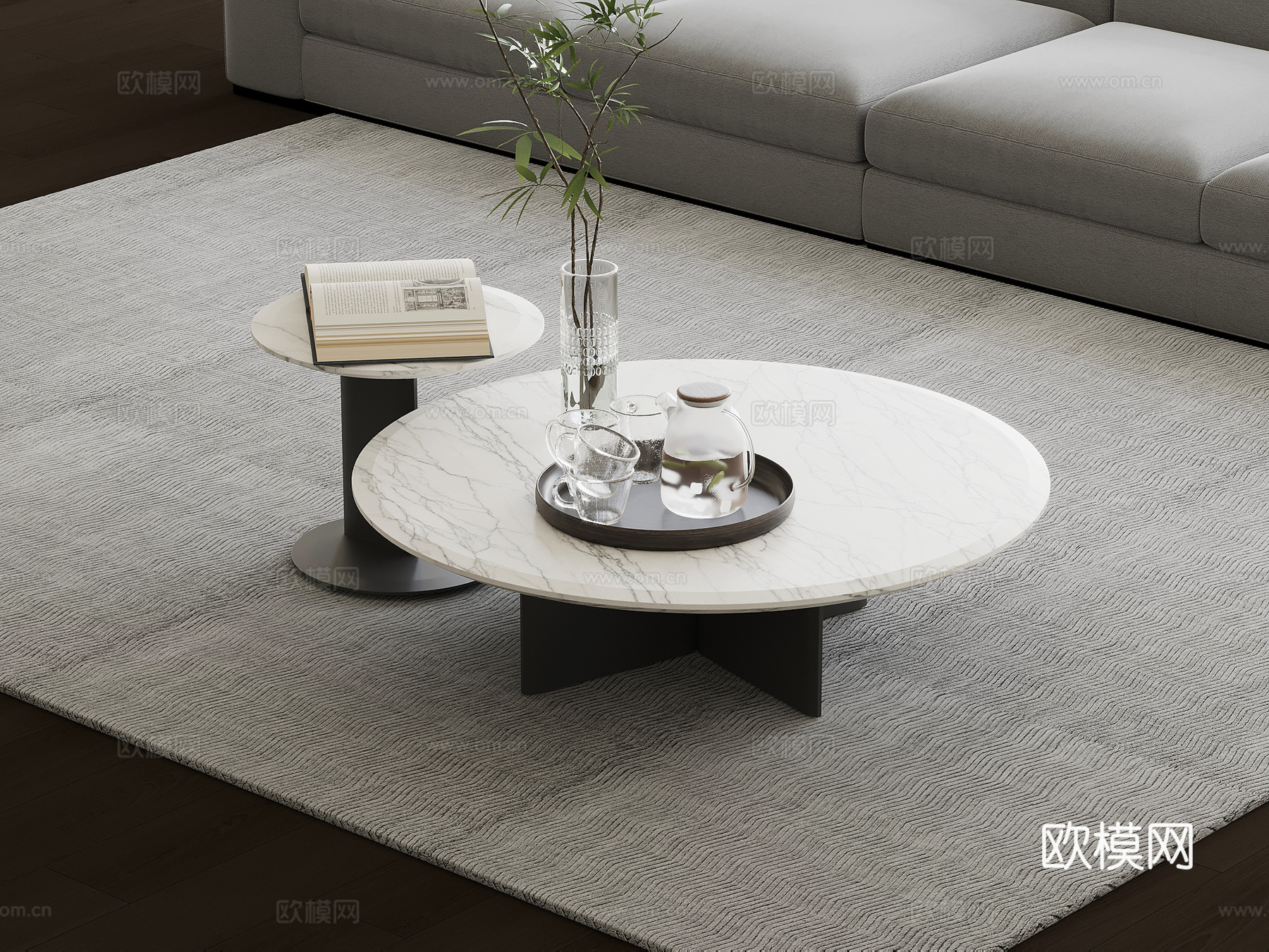 现代简约茶几 子母几su模型