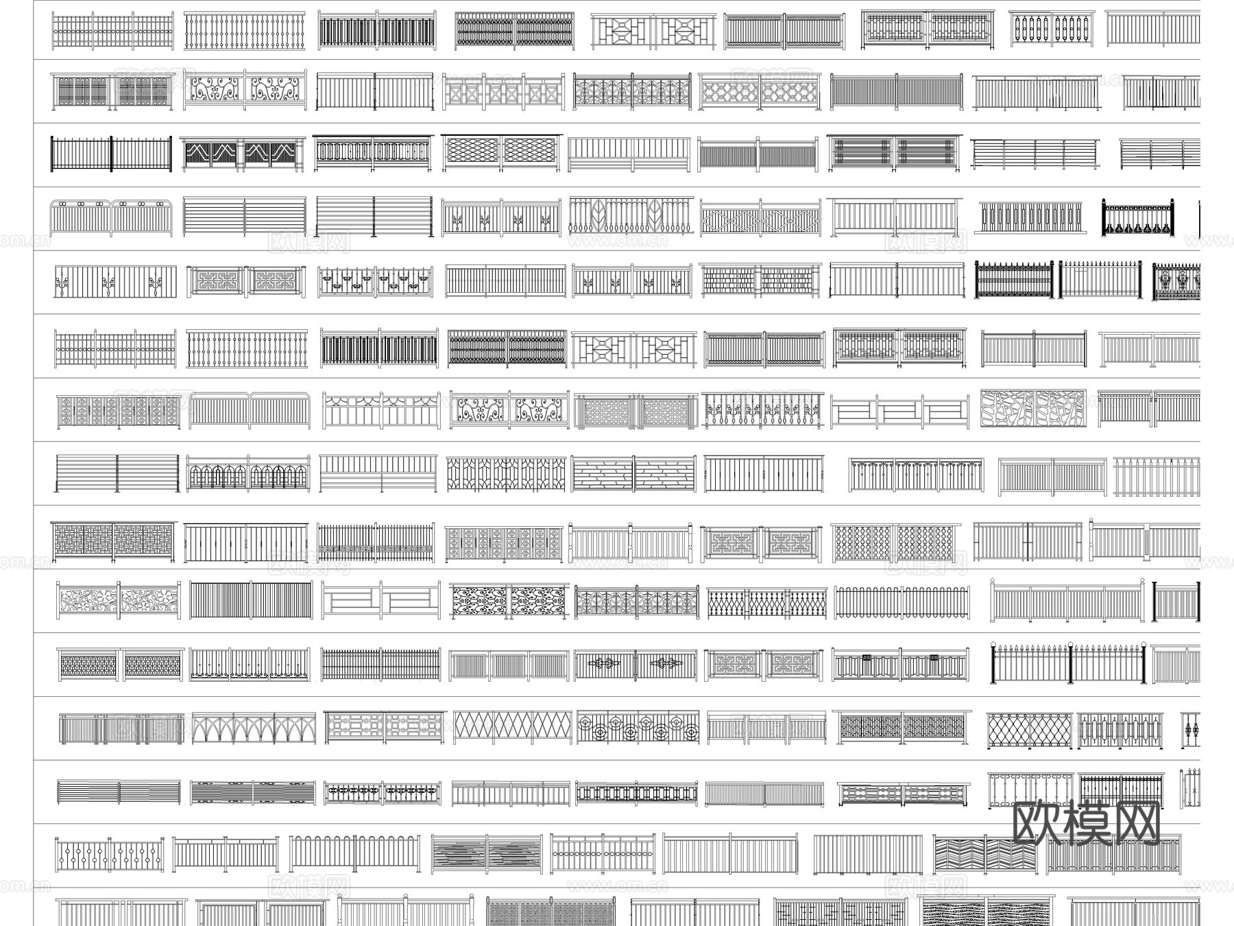 2026年最新铁艺栏杆艺术栏杆镂空栏杆CAD图库cad施工图