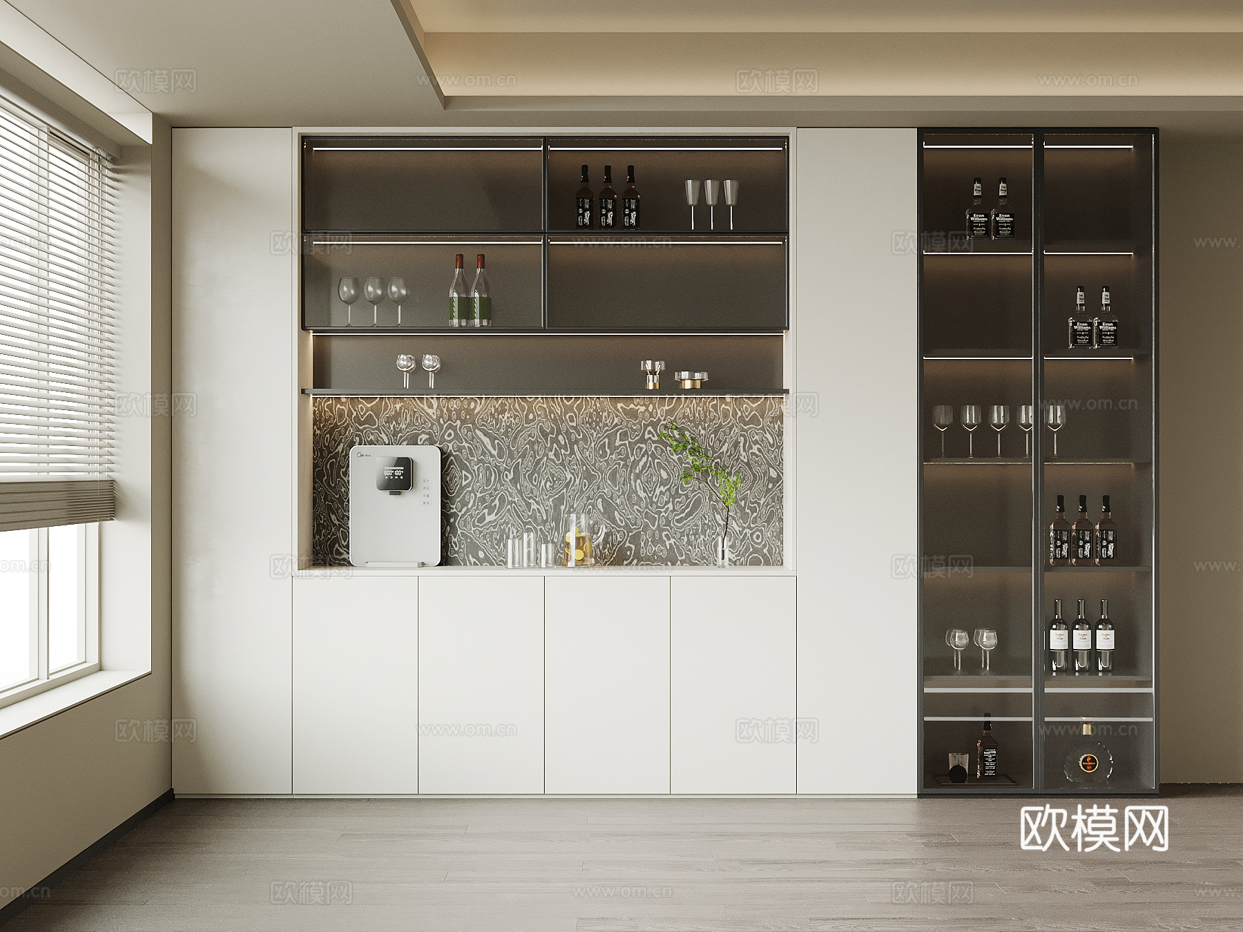 现代意式酒柜 餐边柜su模型