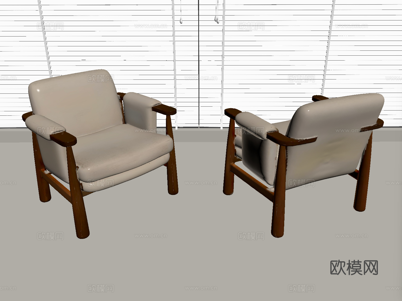 中古风休闲椅 沙发椅 布艺su模型