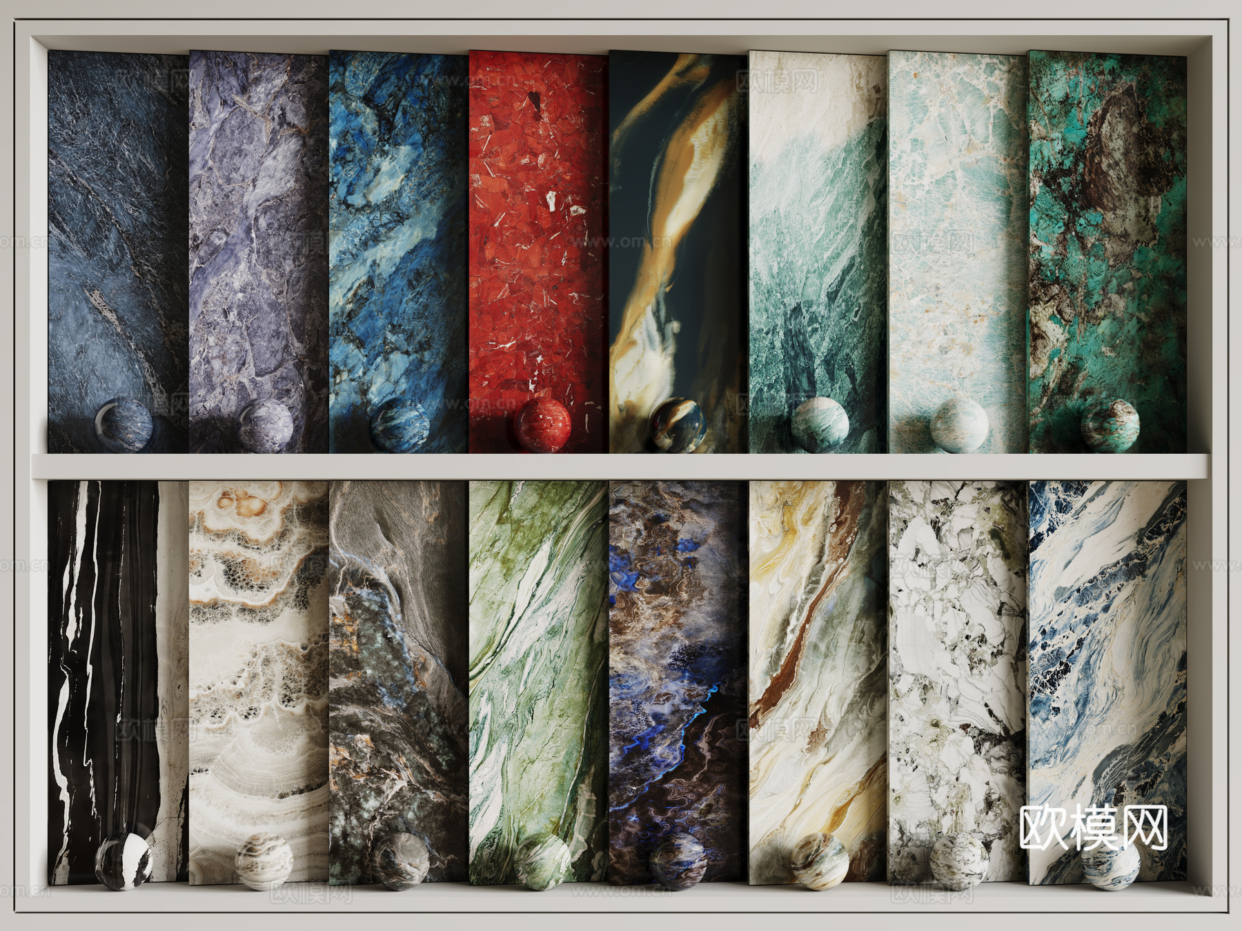 现代轻奢石材 彩色纹路大理石 岩石 奢石 宝格丽su模型