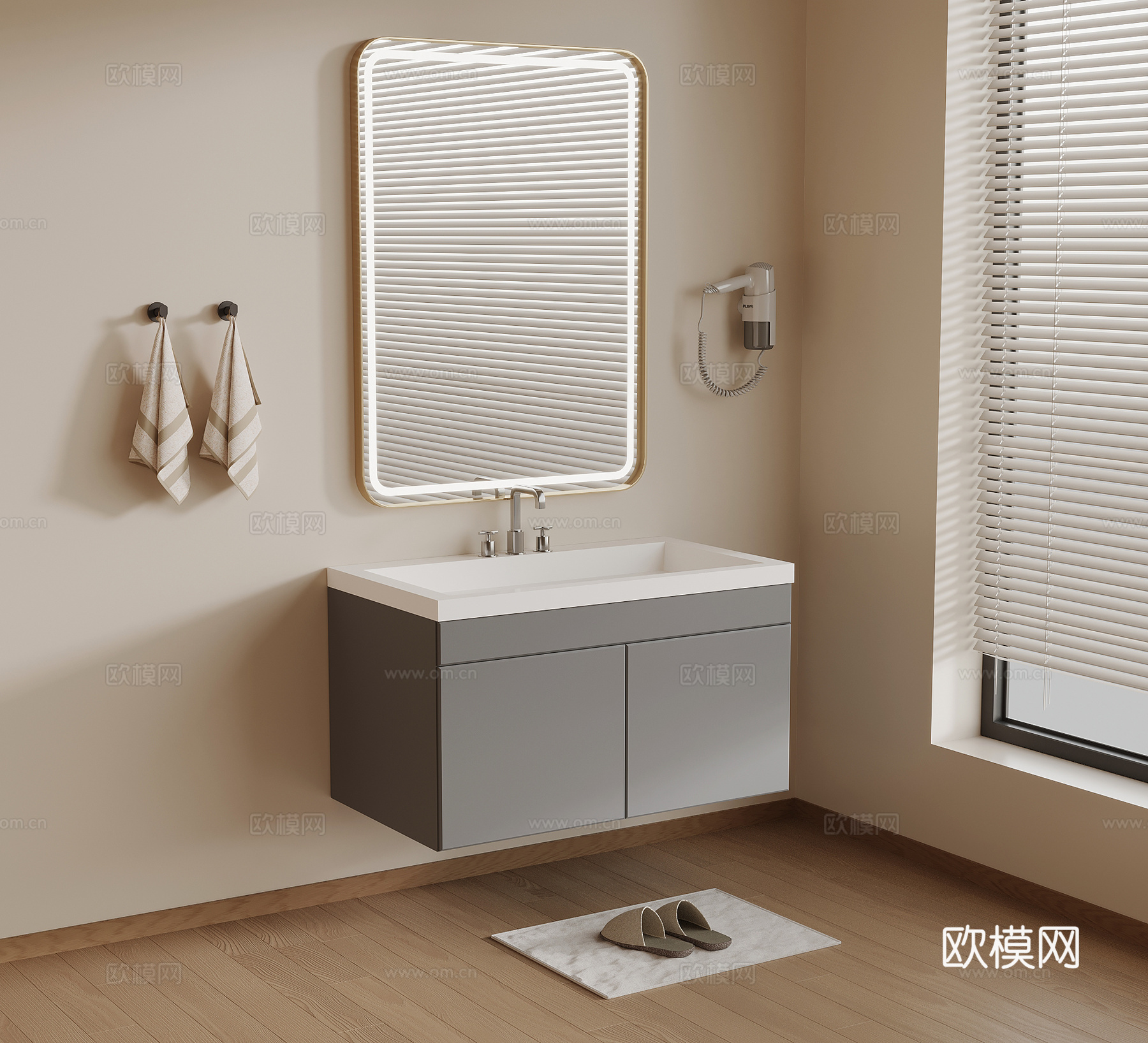 现代简约浴室柜 洗手台su模型