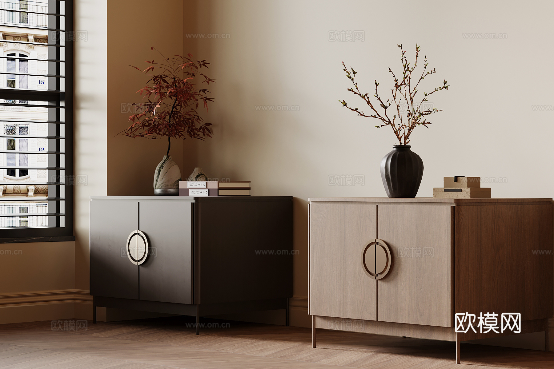 新中式床头柜su模型