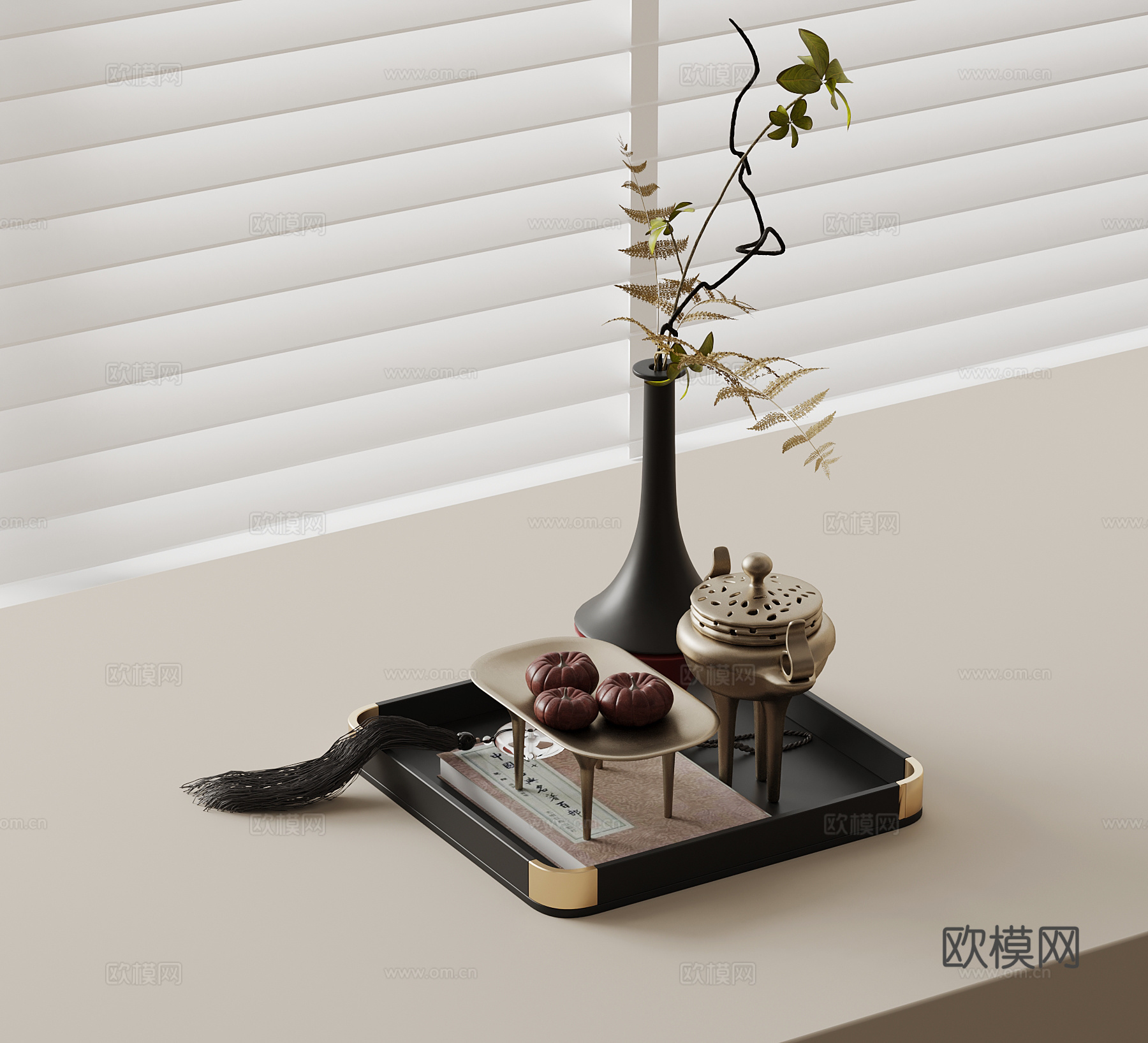 新中式摆件 装饰品su模型