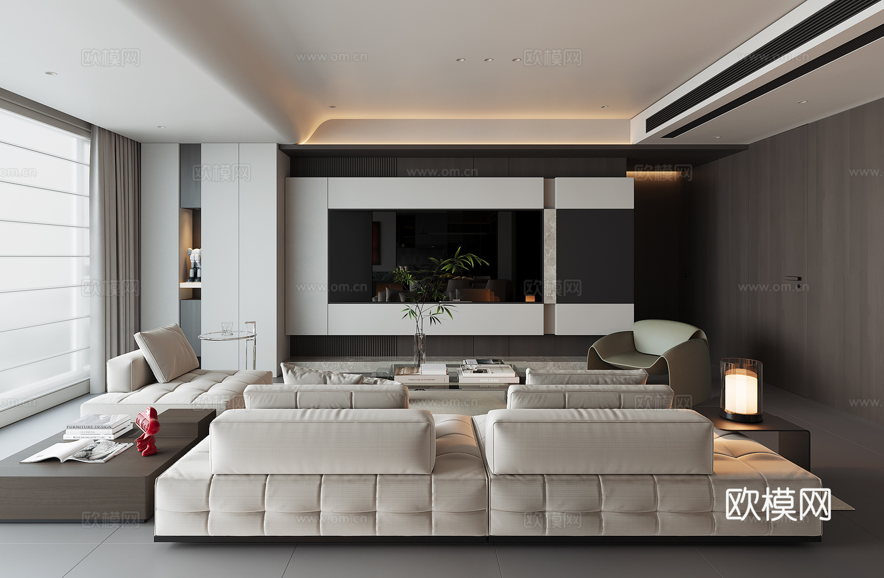 现代家居客厅su模型