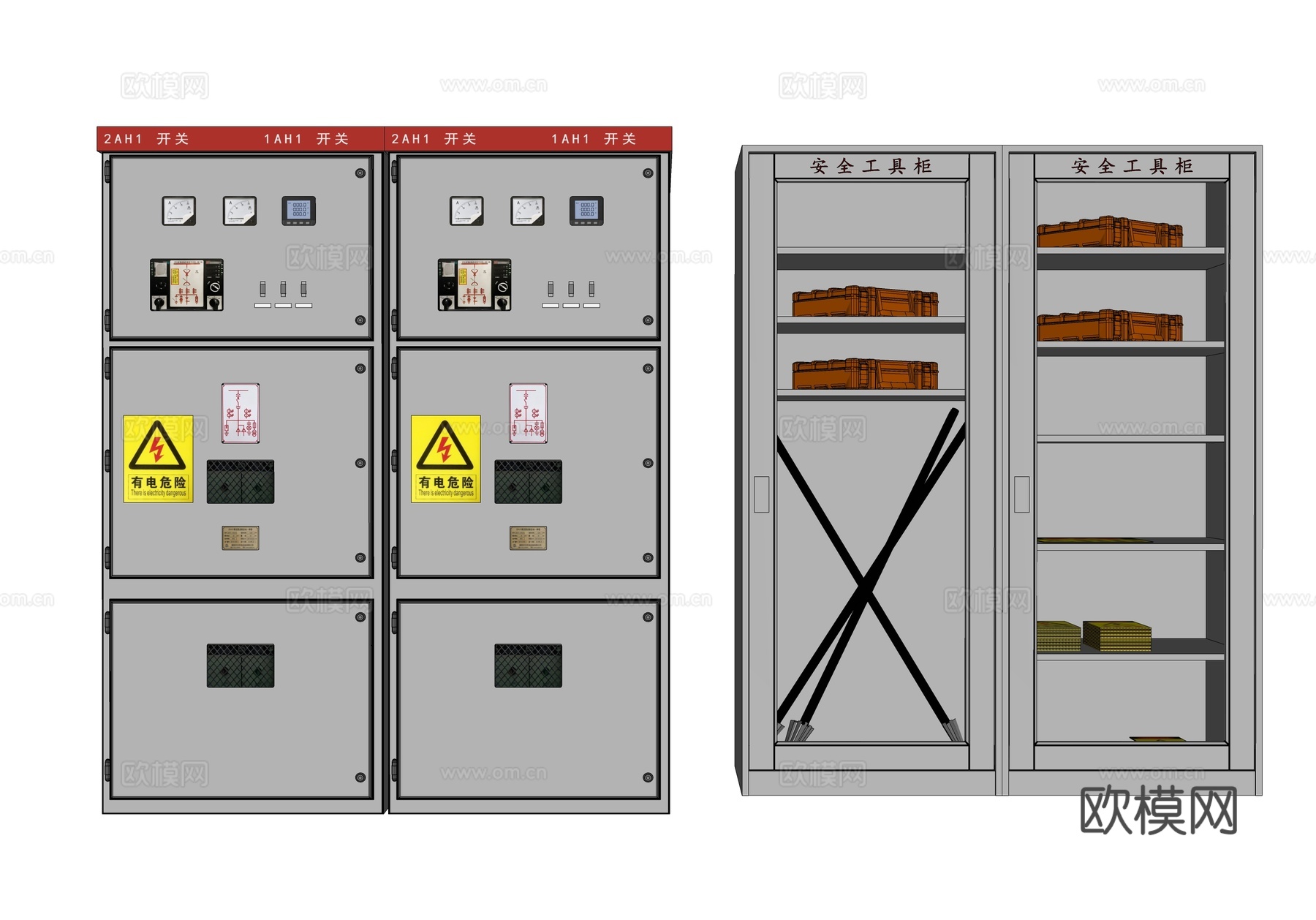 厂房储物柜 电器柜su模型