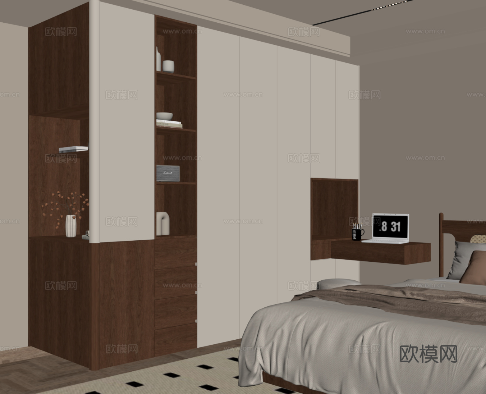 中古风衣柜su模型