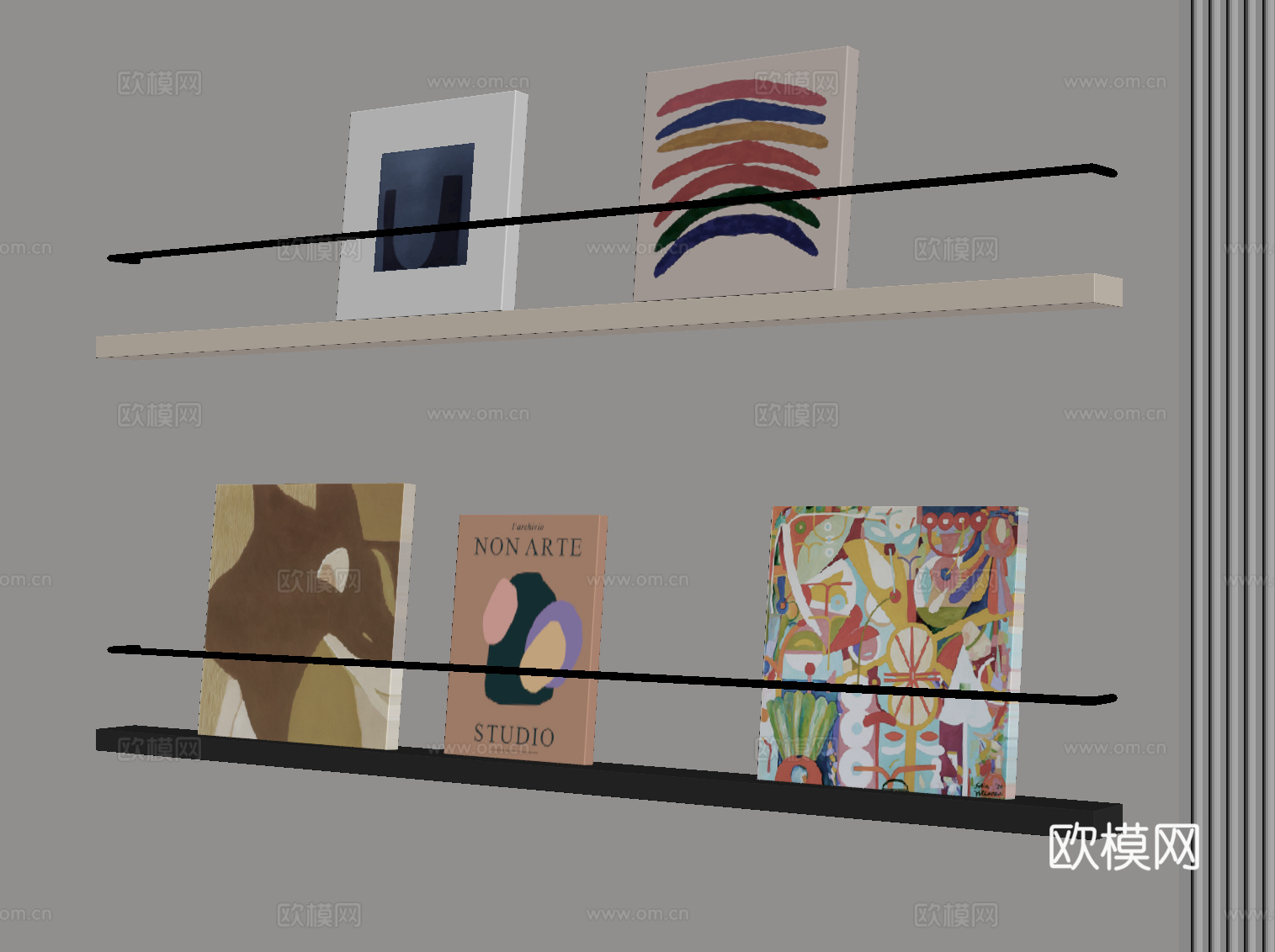 现代书架 极简架子su模型