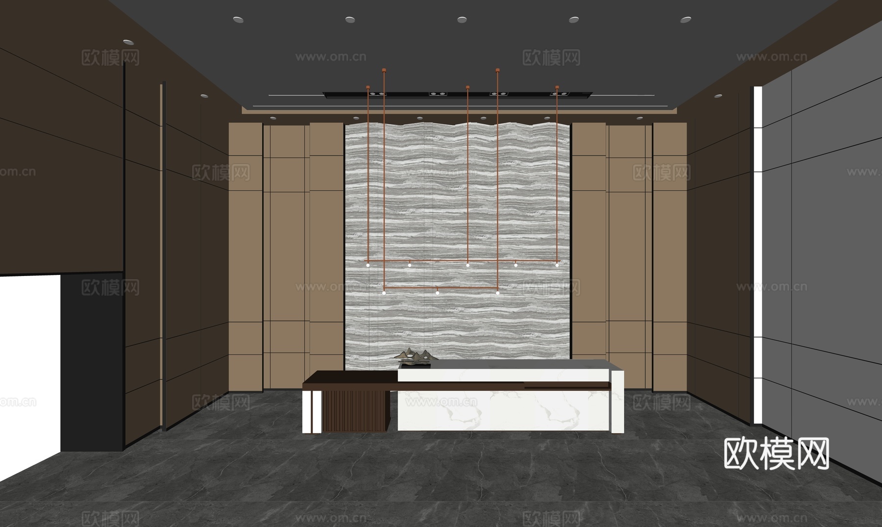 现代写字楼办公大堂su模型