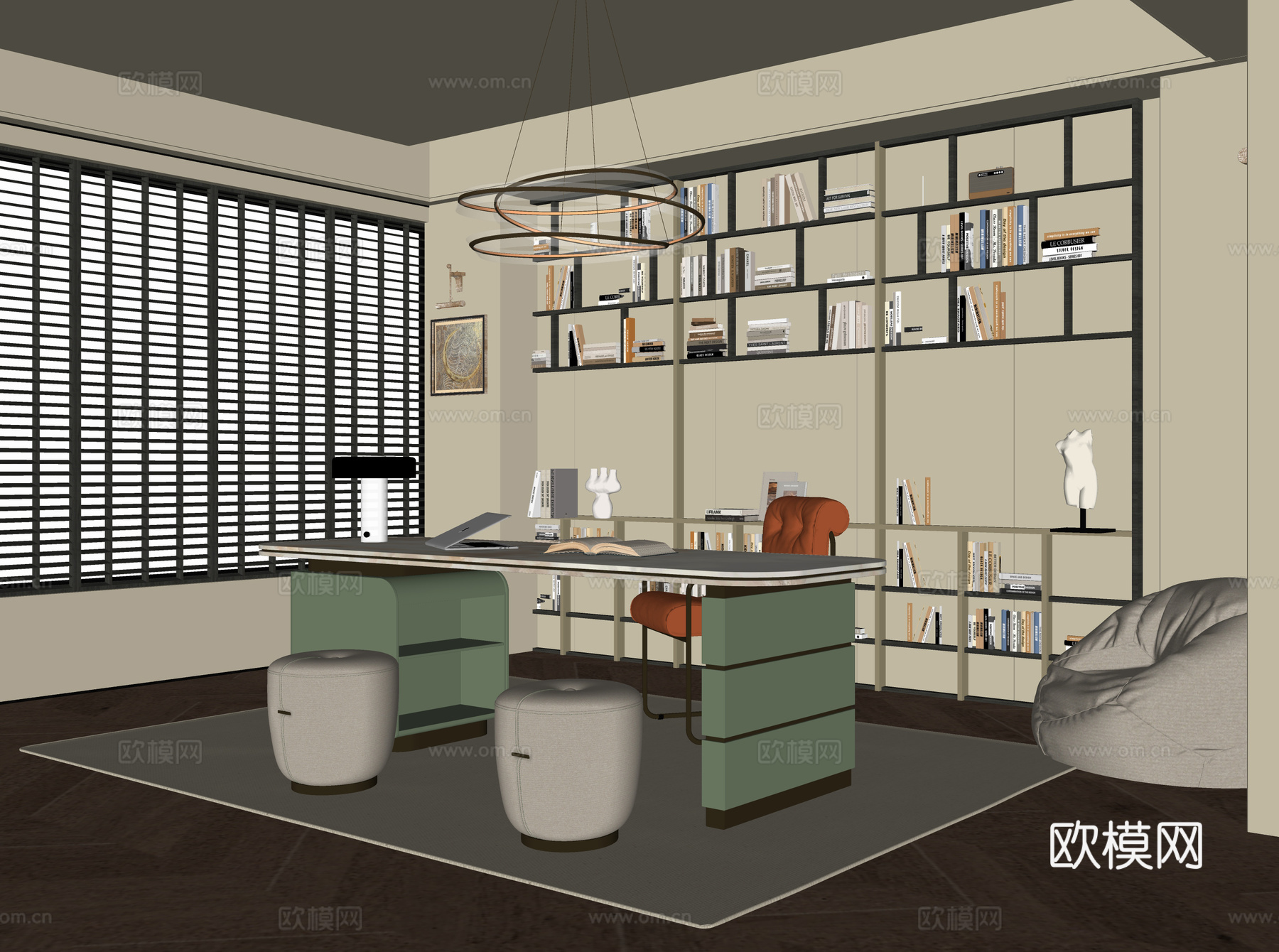 现代书房su模型