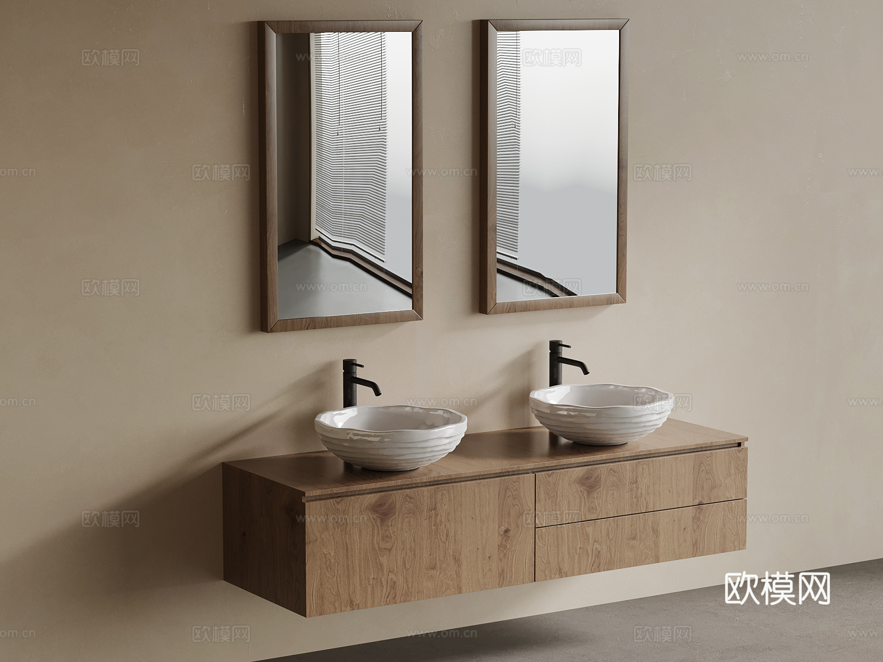 现代中古风浴室柜su模型