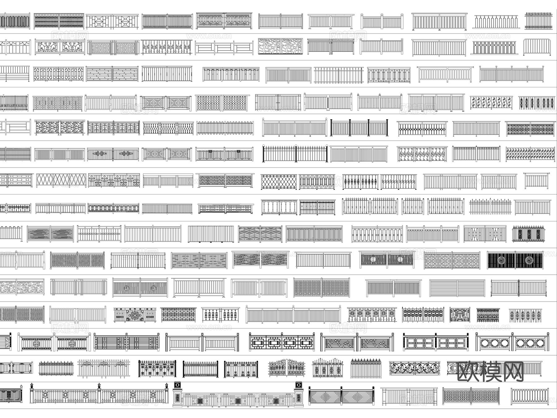 2026年最新铁艺栏杆艺术栏杆镂空栏杆CAD图库cad施工图