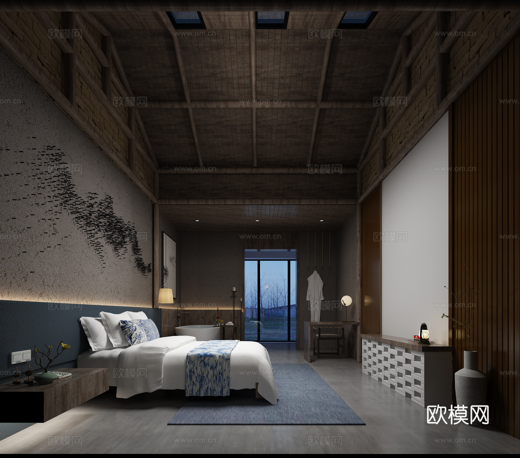 中式酒店客房名宿3d模型