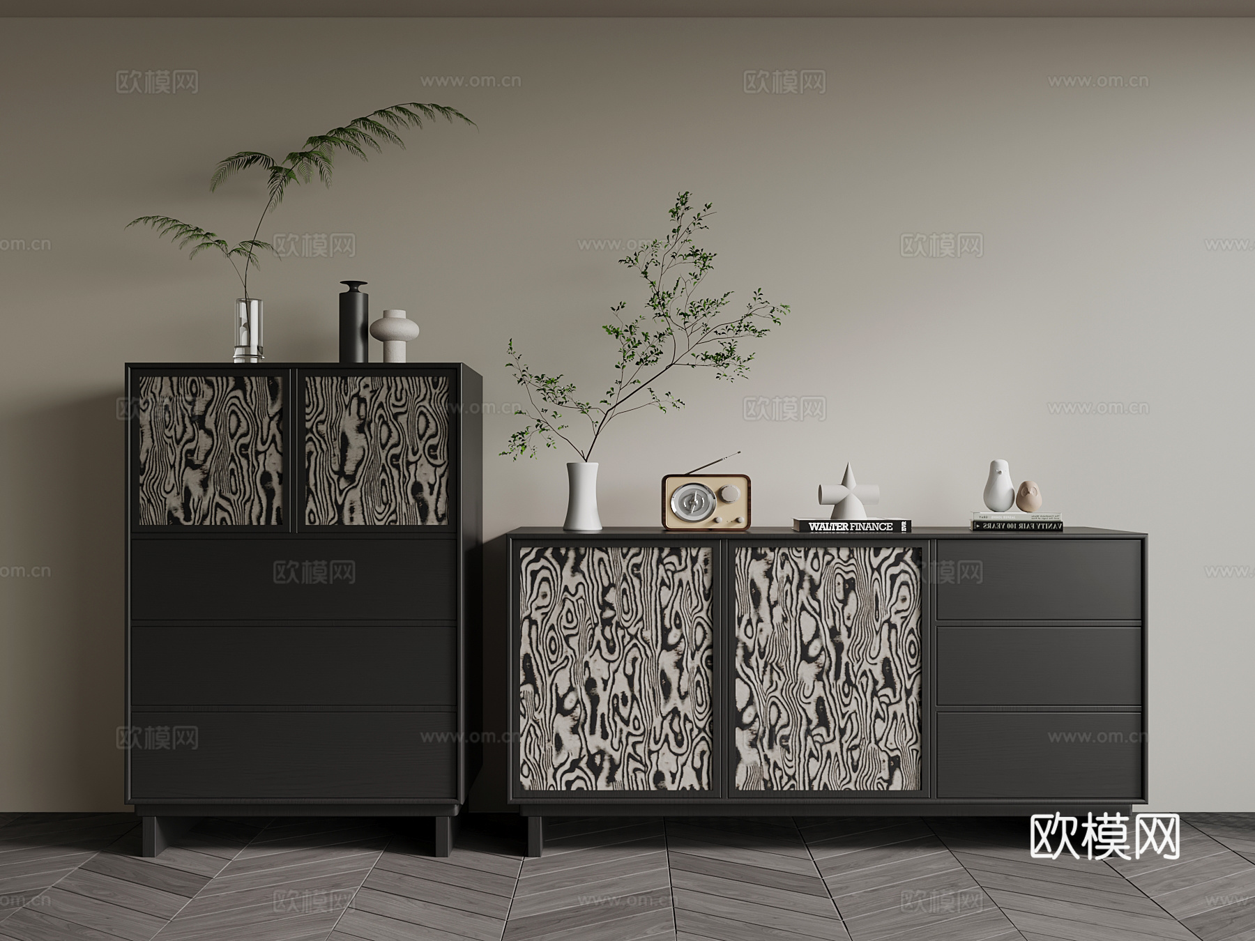 意式边柜su模型