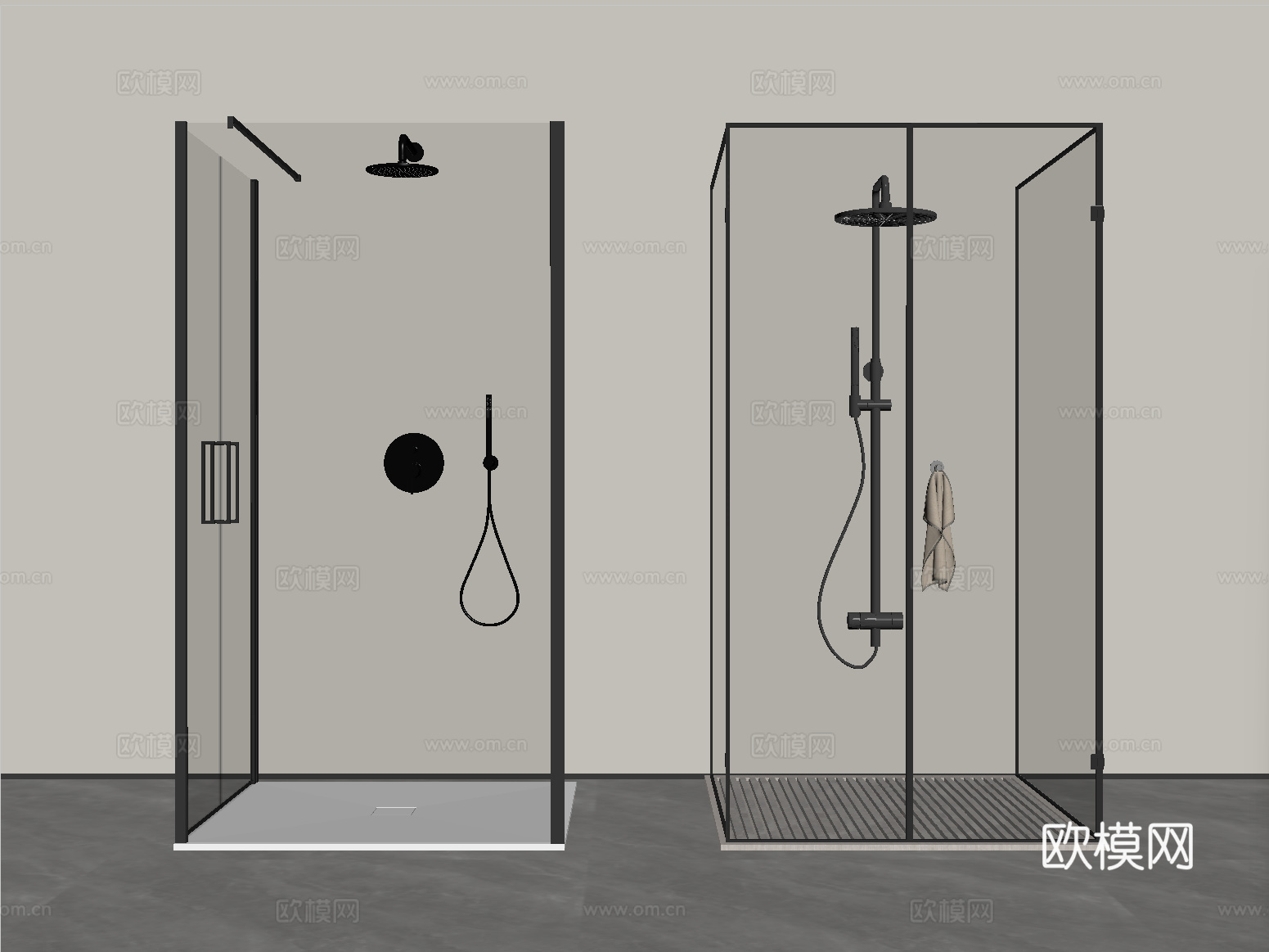 现代淋浴房 淋浴间 花洒su模型